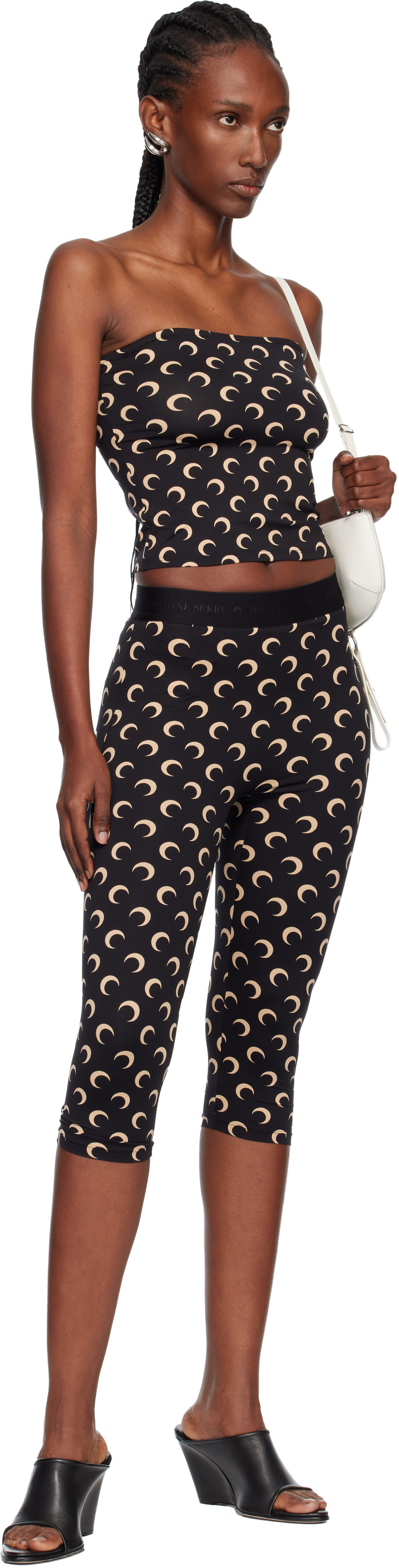 Marine Serre: Black Moon Printed Jersey Second Skin Tube Top | SSENSE