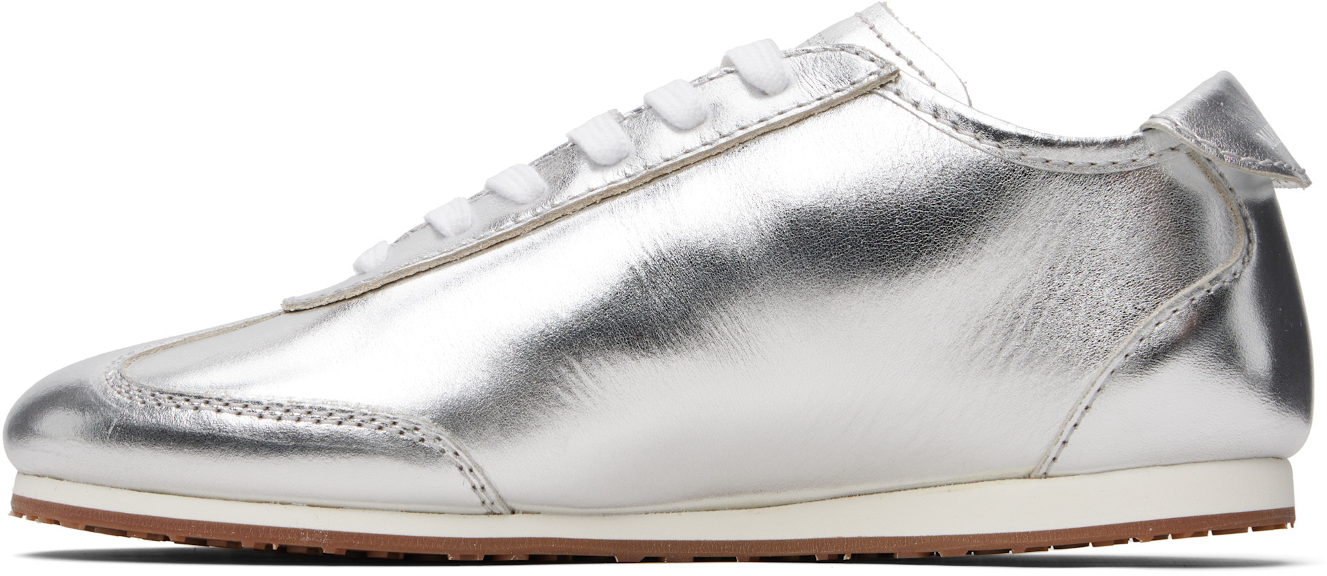 Marine Serre: Silver Metallic Leather MS Astra Sneakers | SSENSE