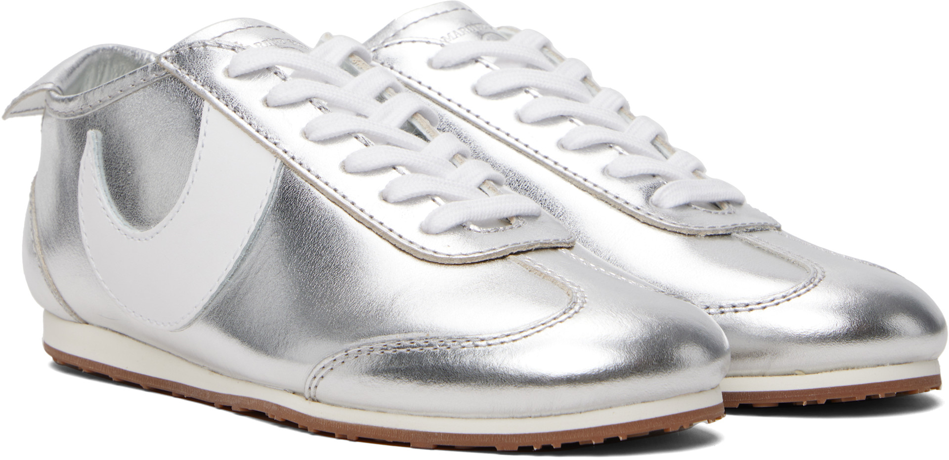 Marine Serre: Silver Metallic Leather MS Astra Sneakers | SSENSE
