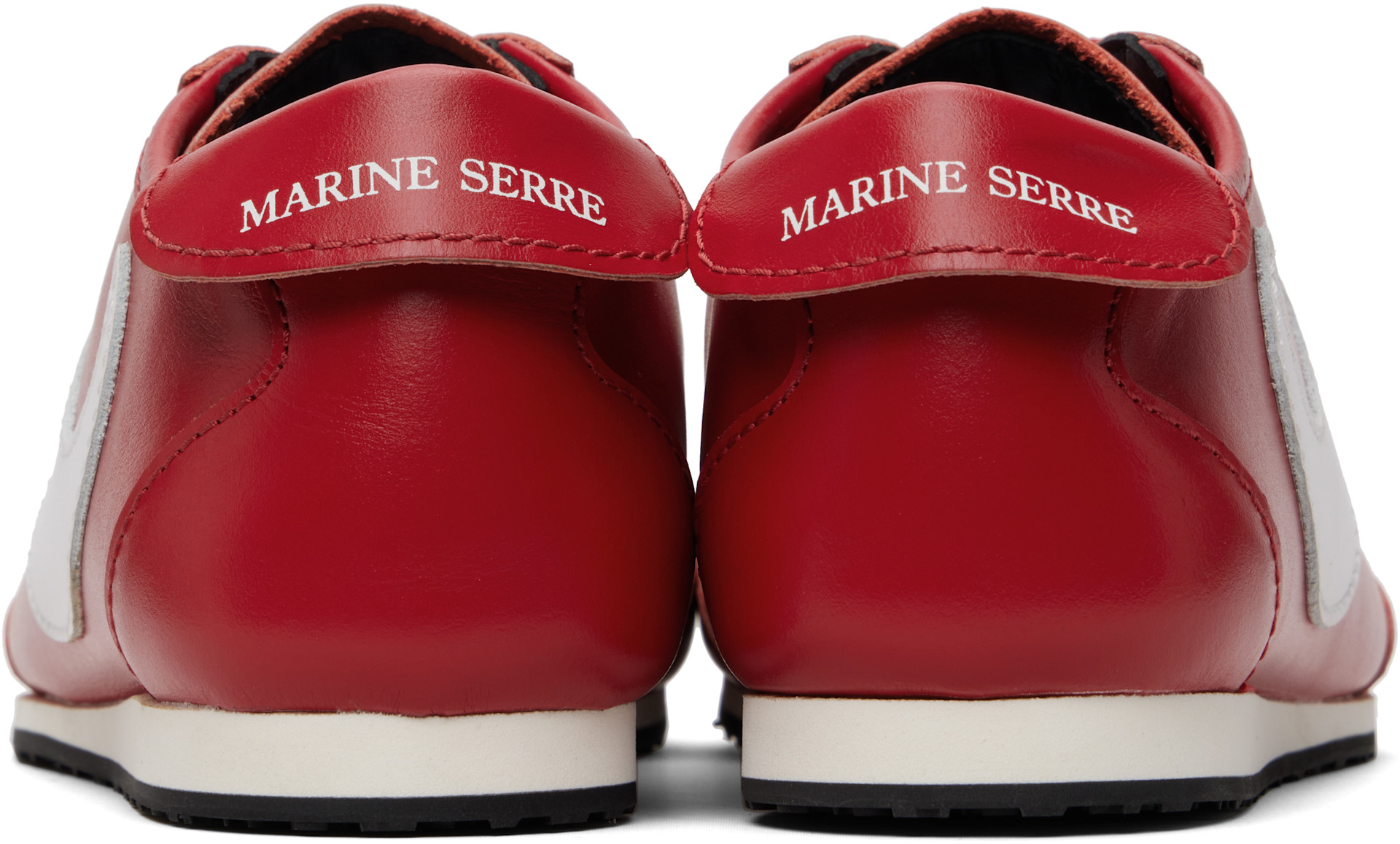 Marine Serre: SSENSE Exclusive Red Matte Leather MS Astra Sneakers