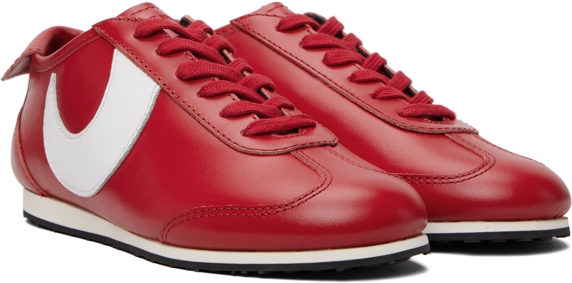 Marine Serre: SSENSE Exclusive Red Matte Leather MS Astra Sneakers