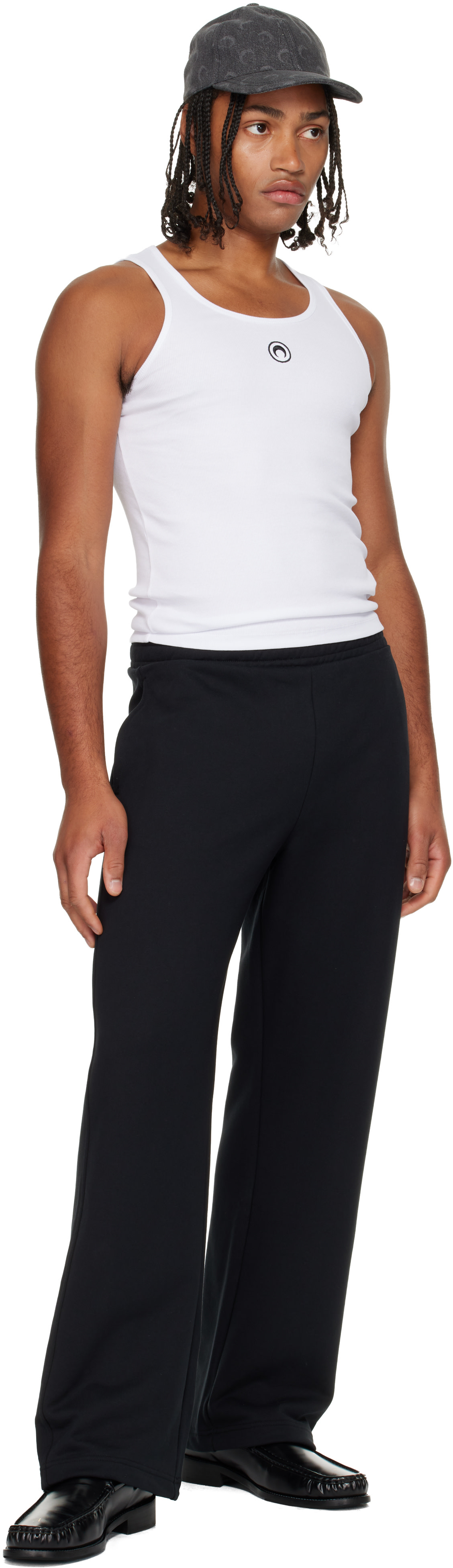 Marine Serre: White Moon Logo Ribbed Jersey Tank Top | SSENSE