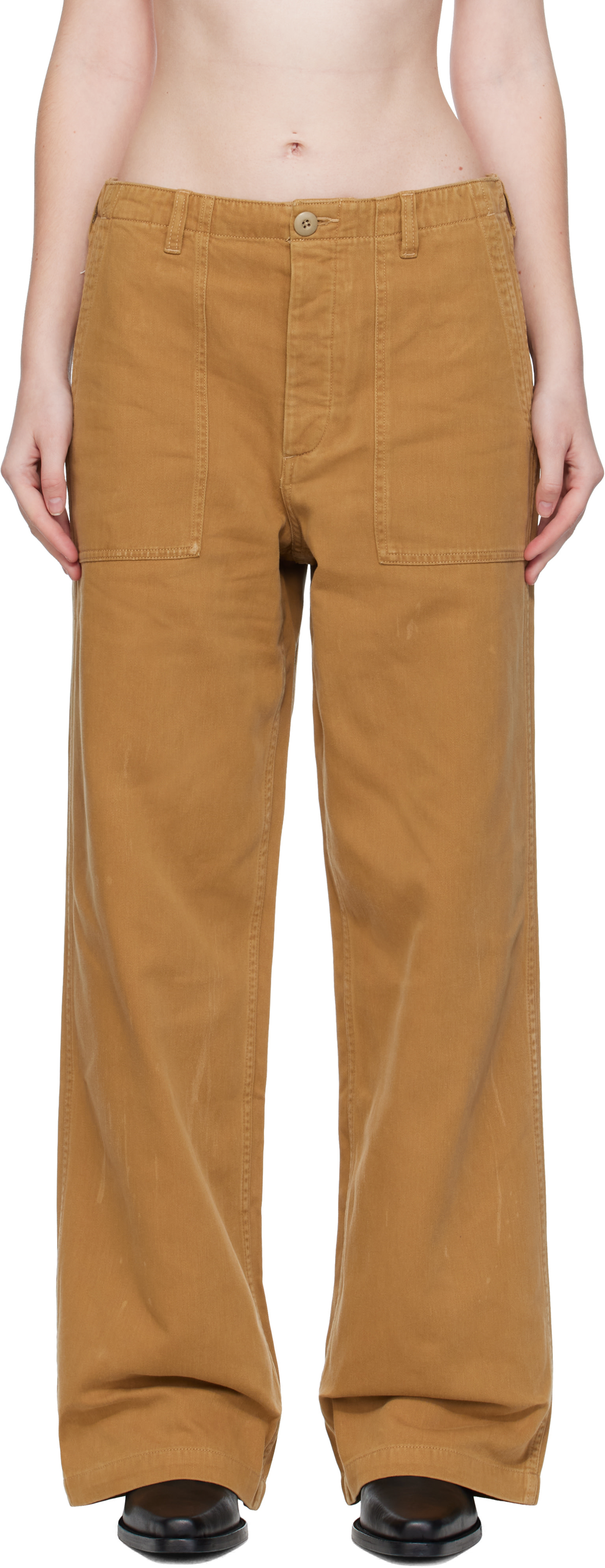 R13 - Pantalon utilitaire ample brun clair