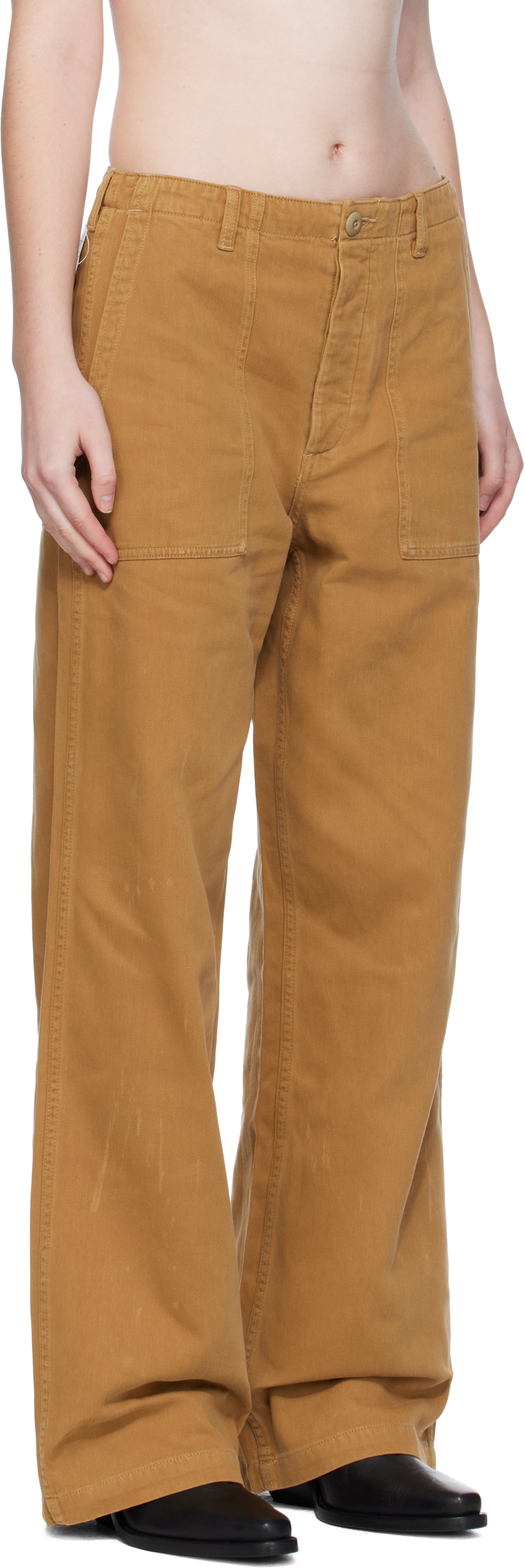 R13 - Pantalon utilitaire ample brun clair