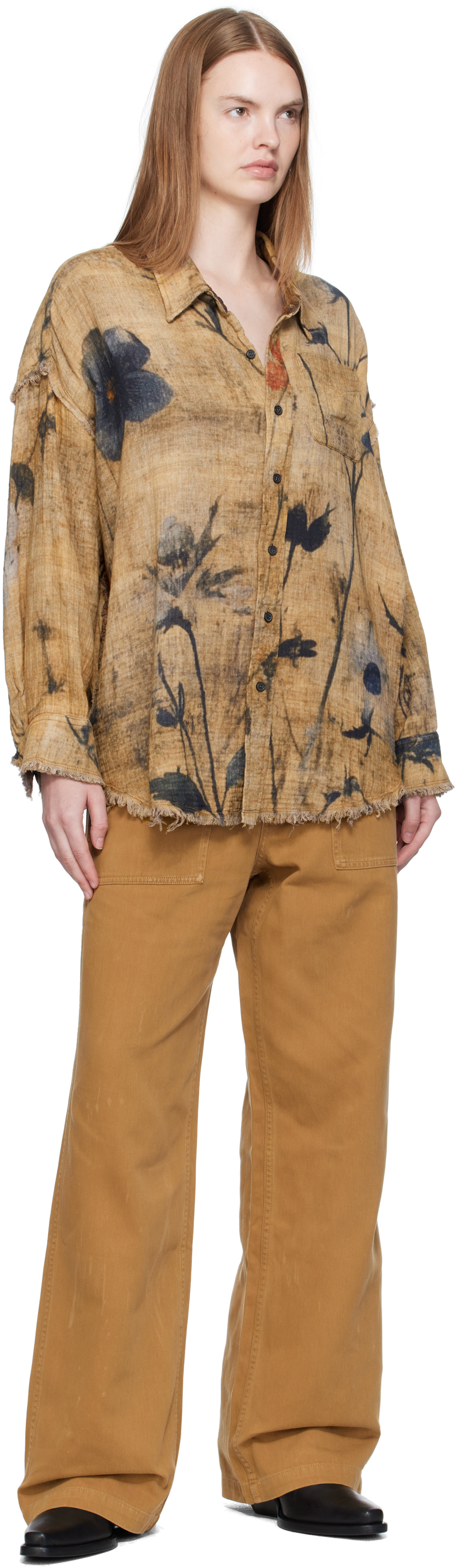 R13 - Pantalon utilitaire ample brun clair