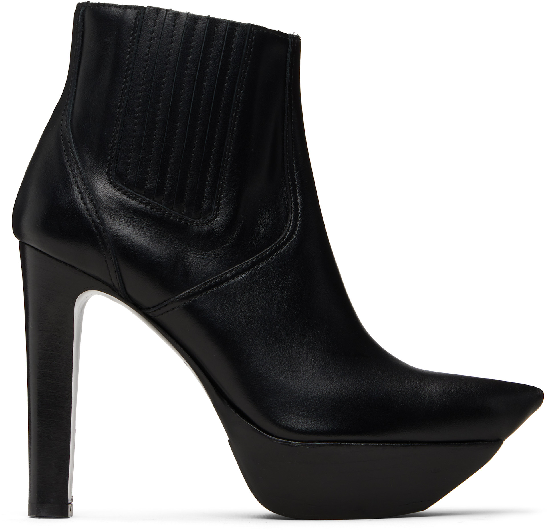 靴 Boots Pointed Toe Platform R13: Black Pointy Toe Platform Heeled Ankle Boots | SSENSE
