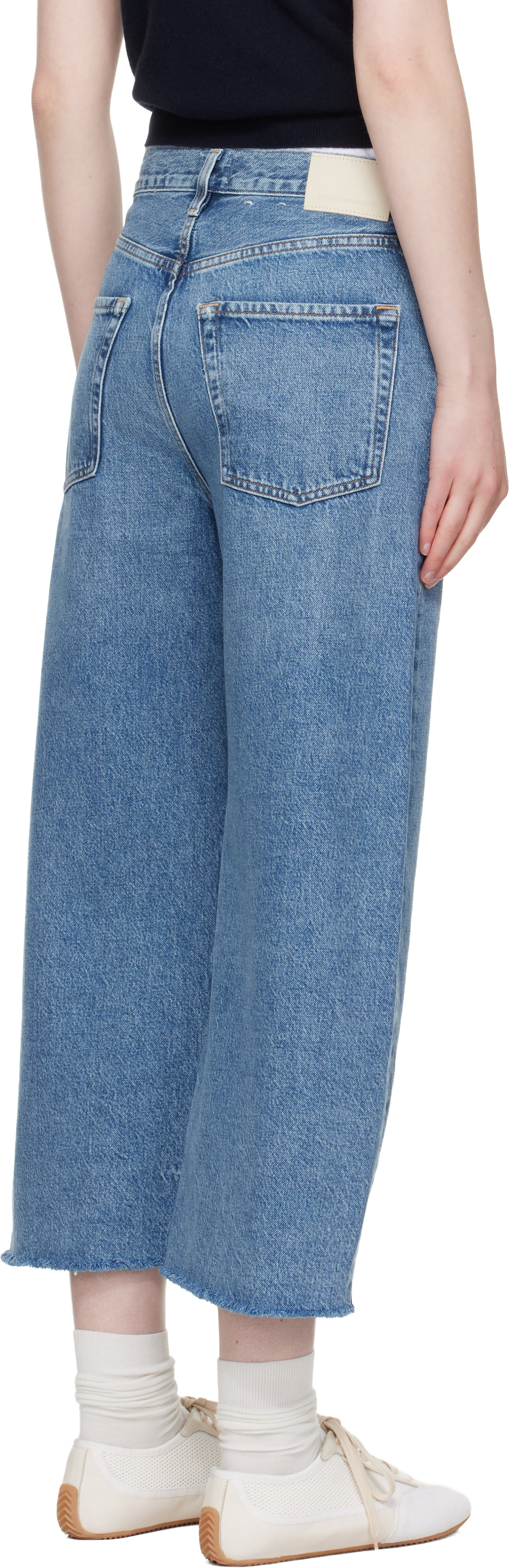 Citizens of Humanity: Blue Ayla Raw Hem Crop Jeans | SSENSE Canada