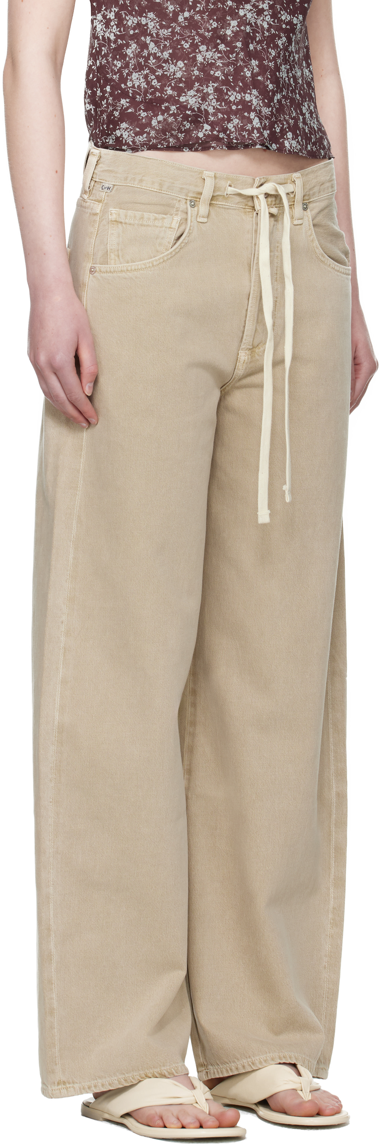 Citizens of Humanity: Beige Brynn Drawstring Jeans | SSENSE