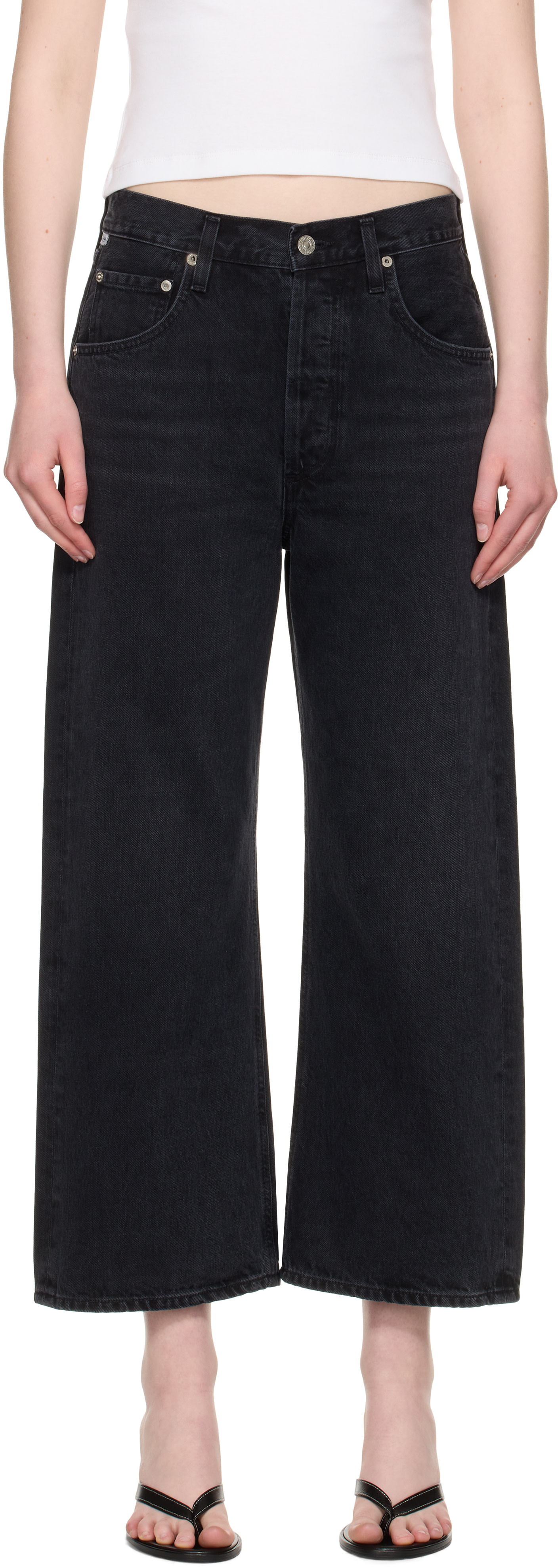 Citizens of Humanity: Black Wide Leg Vintage Gaucho Jeans | SSENSE