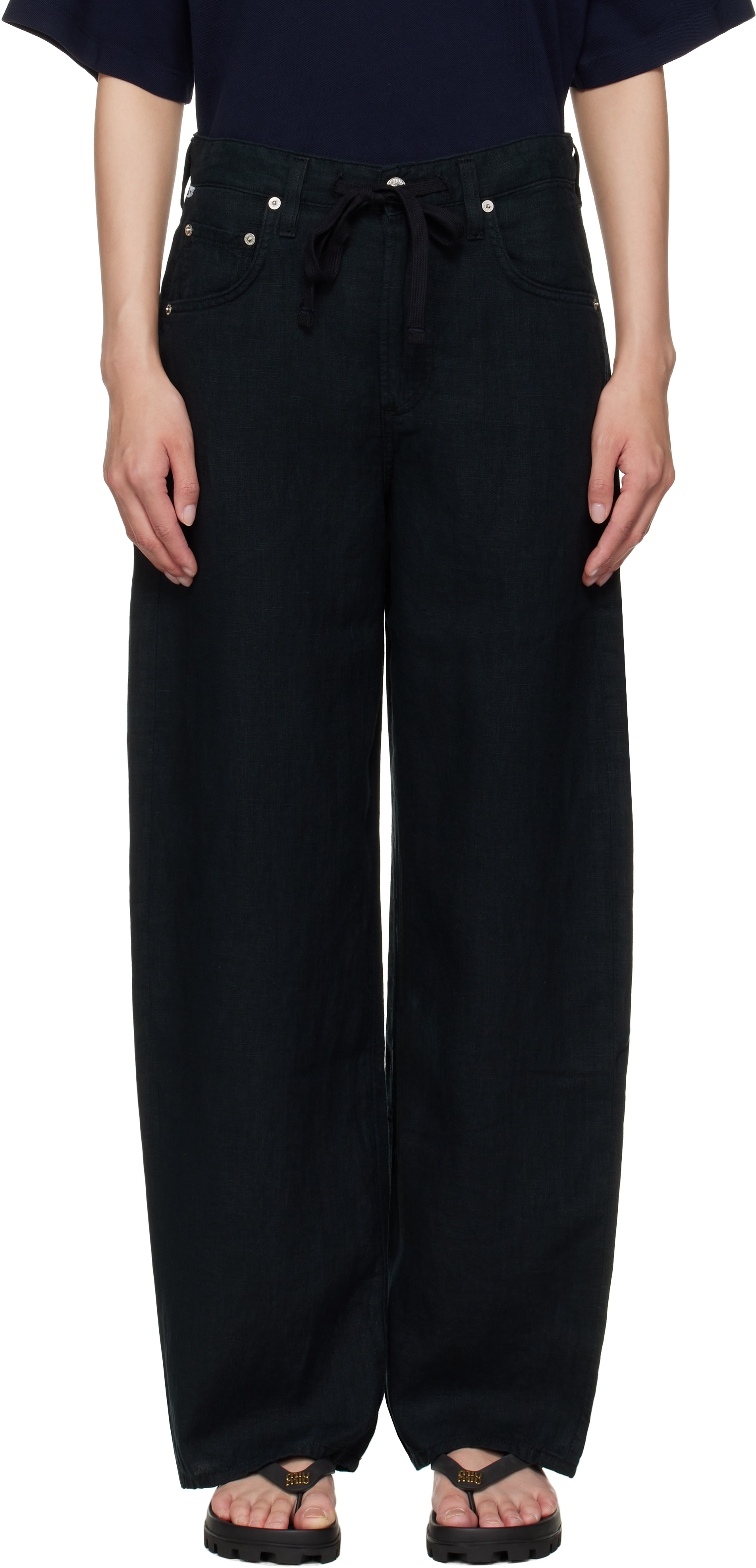 Citizens of Humanity: Black Brynn Linen Trousers | SSENSE