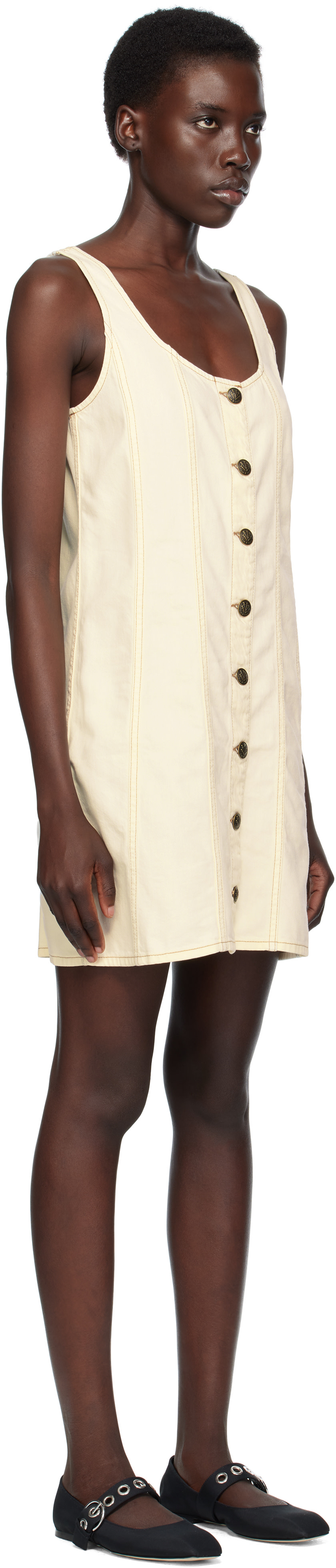 rag & bone - Robe courte Laney beige en denim