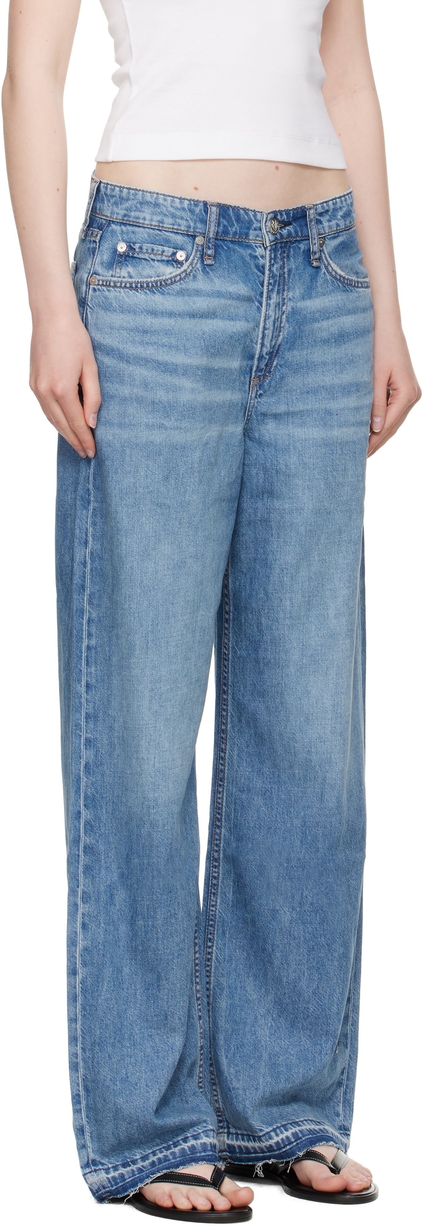 rag & bone: ブルー Featherweight Logan ワイドレッグジーンズ 