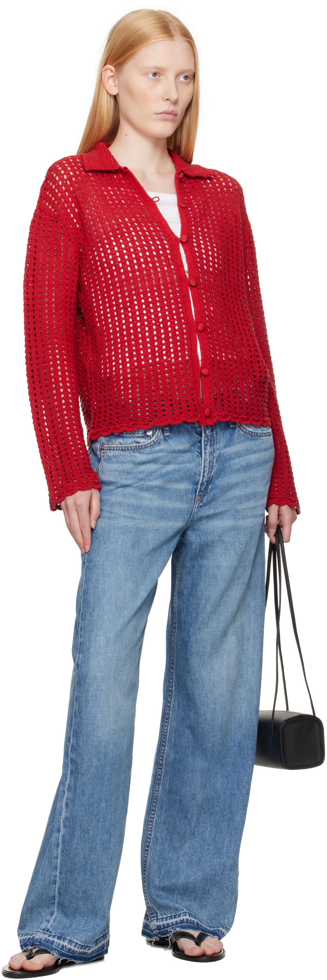 rag & bone: ブルー Featherweight Logan ワイドレッグジーンズ 