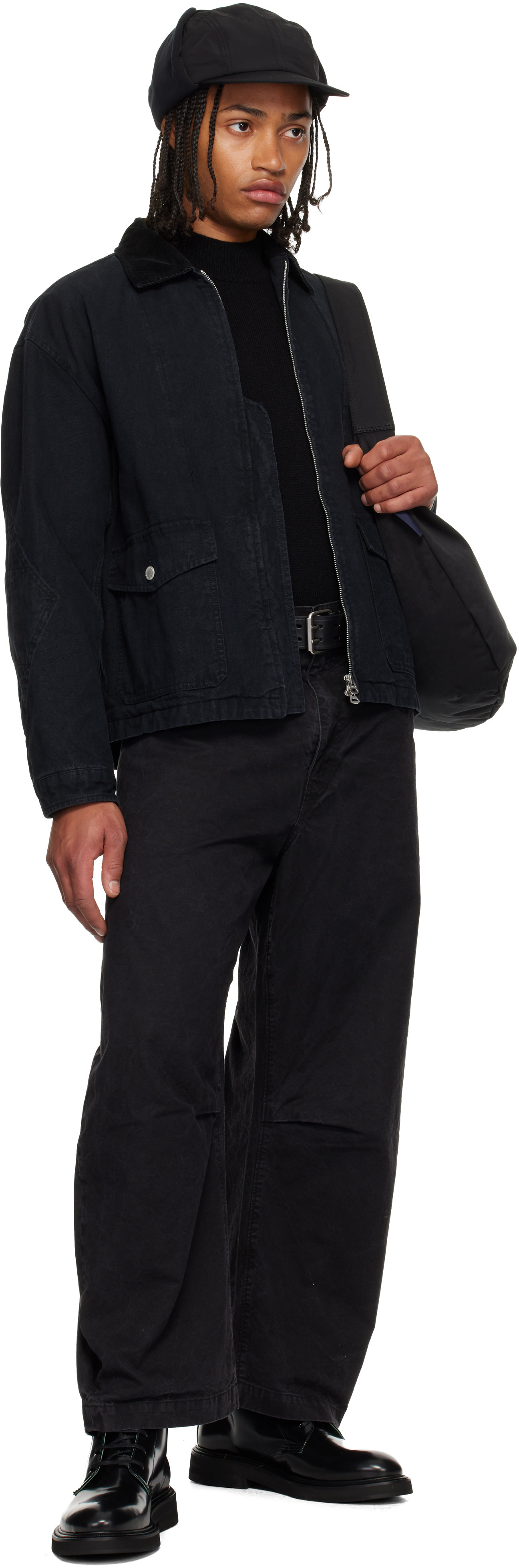 Comme des Garçons Homme: Black Cotton Nylon Double Tweel Bag | SSENSE