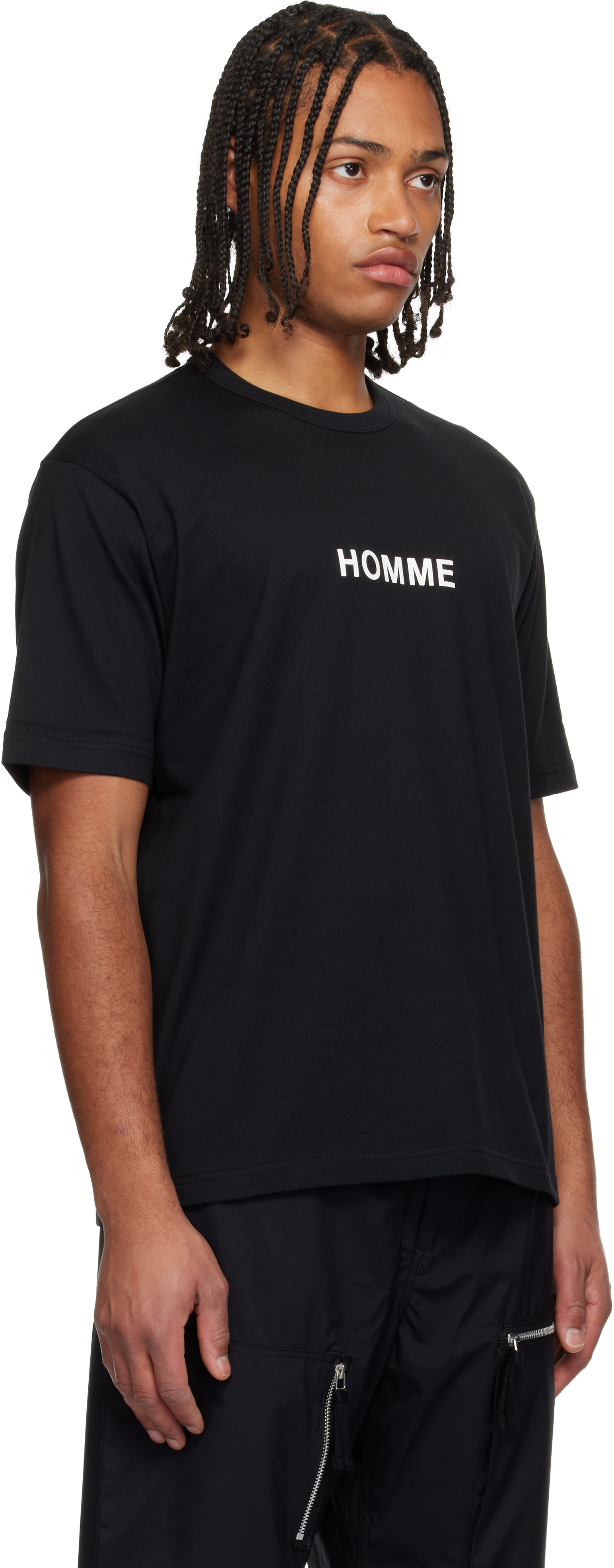 Comme des Garçons Homme: Black Cotton Tight Tension Jersey T-shirt 