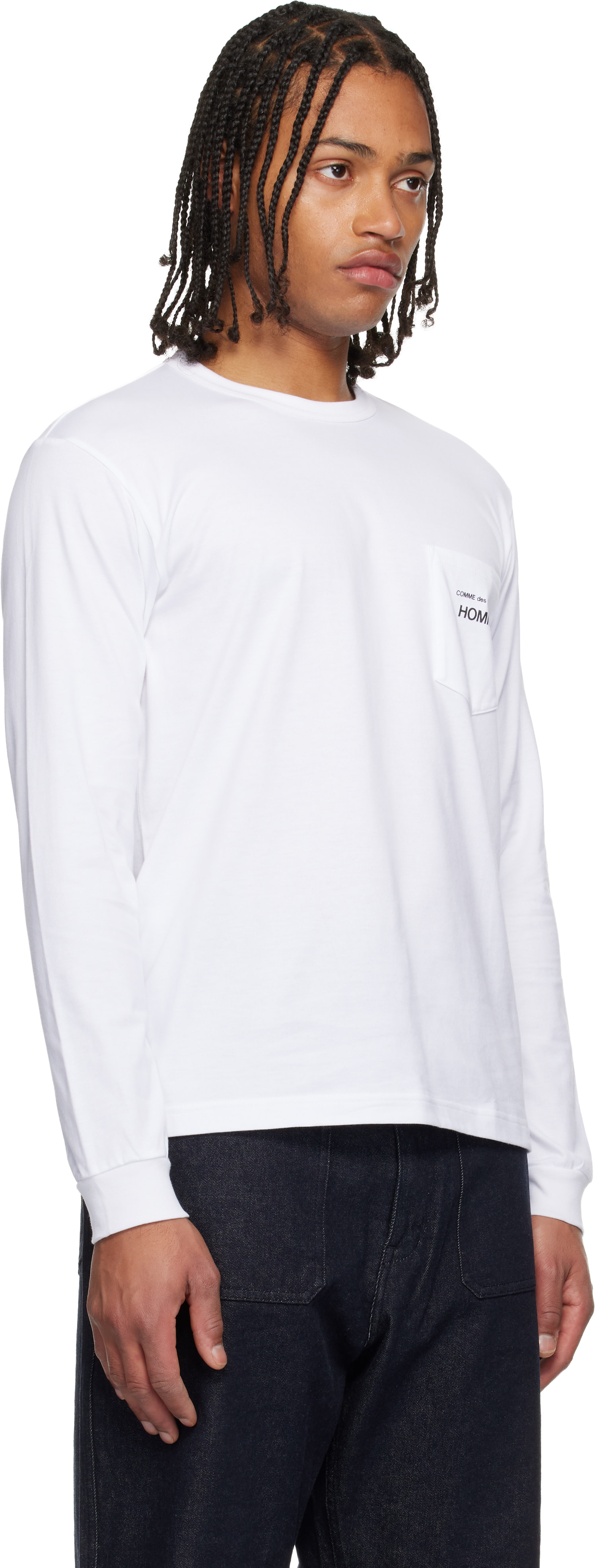 Comme des Garçons Homme: White Cotton Jersey Garment Print T-shirt 