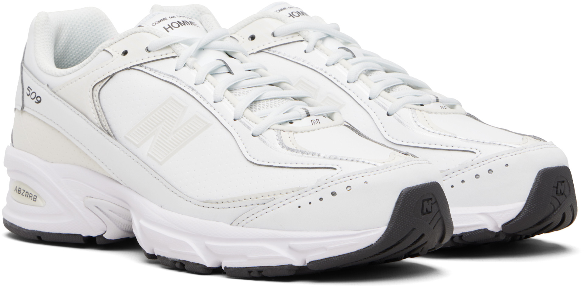 Comme des Garçons Homme: White New Balance Edition 509 Sneakers