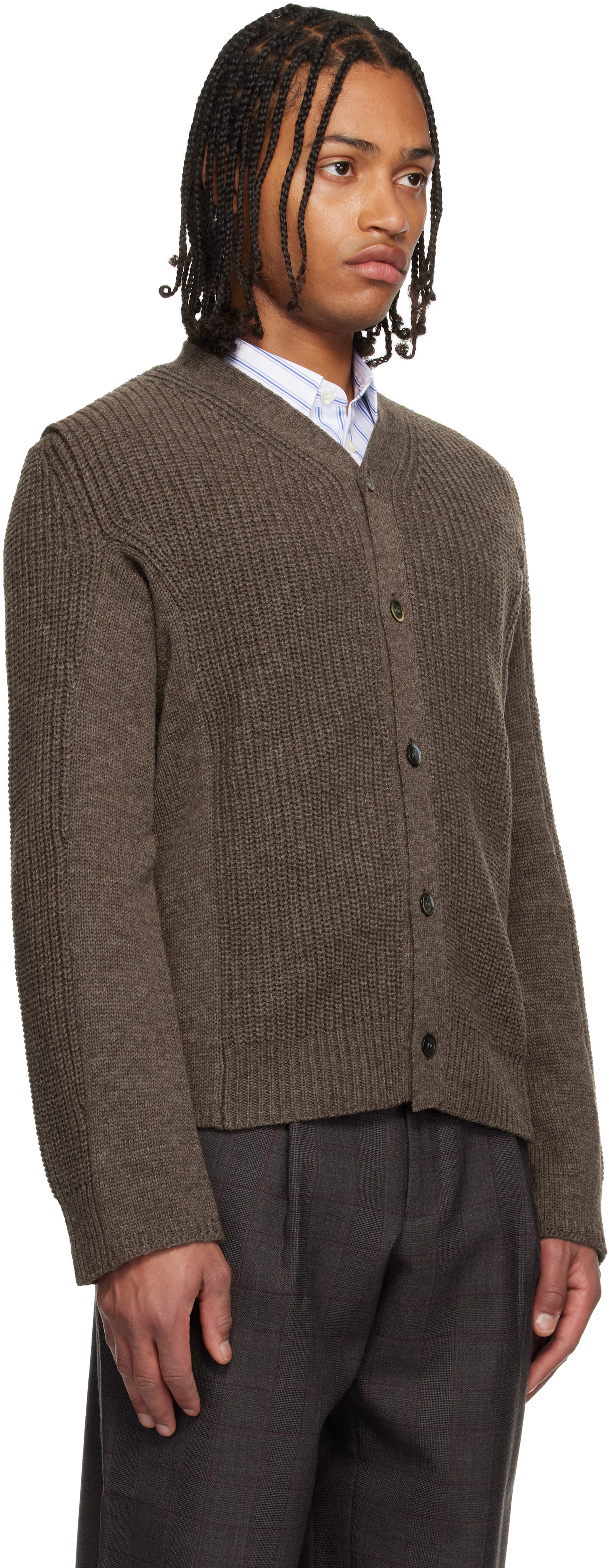 COMME des GARCONS HOMME DEUX ニットポロ 90s Comme des Garçons Homme Deux: Brown Wool Cardigan | SSENSE