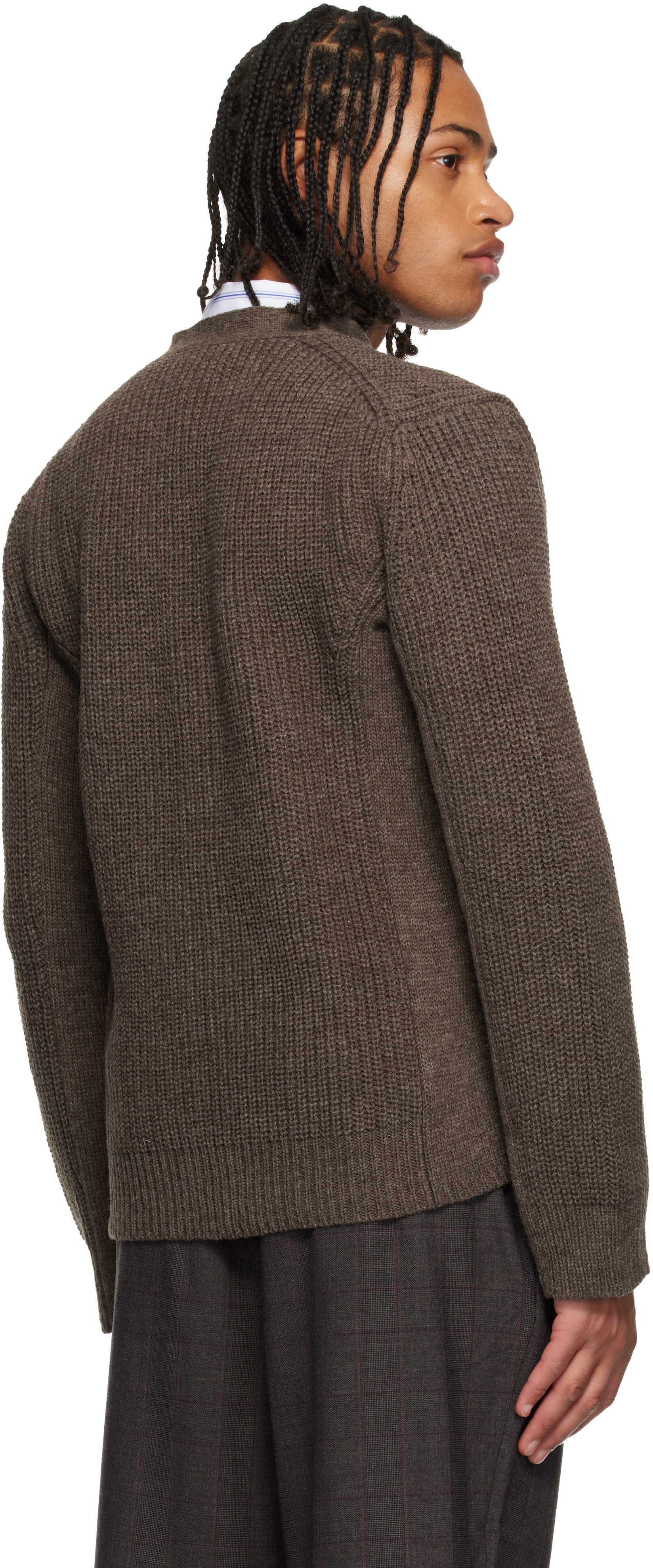 Comme des Garçons Homme Deux: ブラウン ウール カーディガン