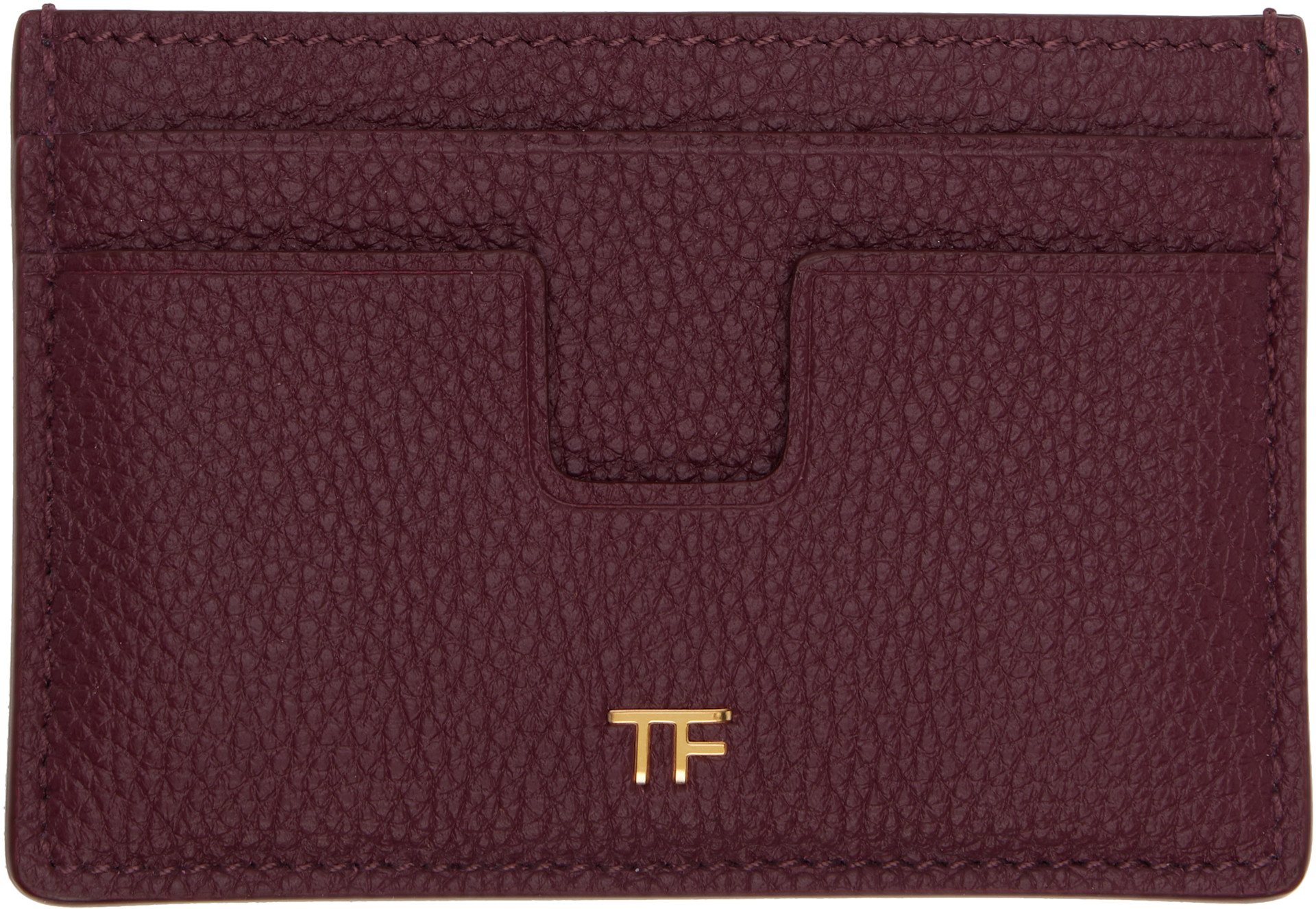 TOM FORD: バーガンディ グレインレザー カードケース | SSENSE 日本