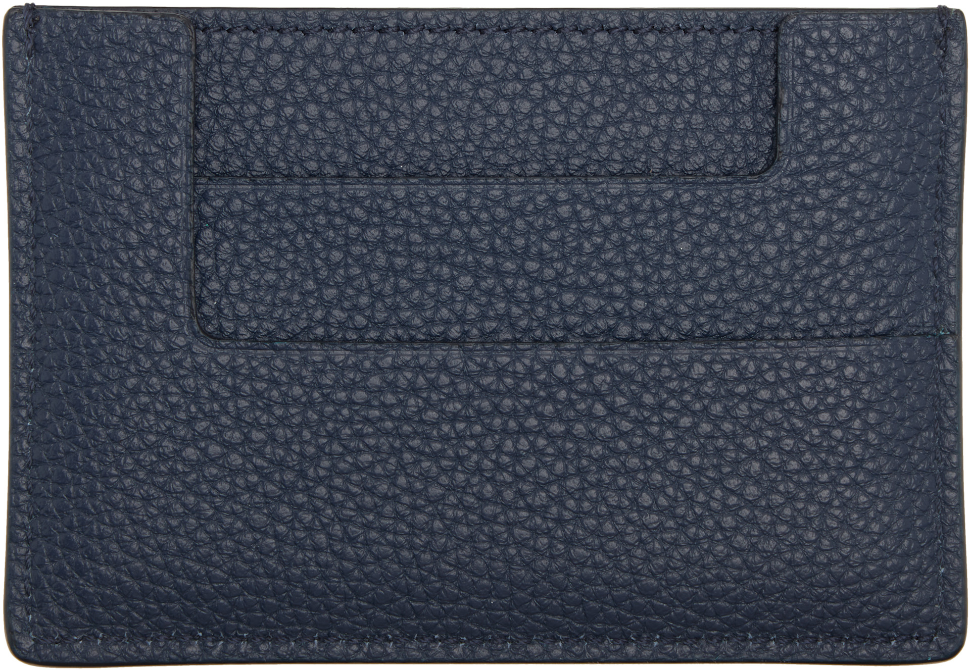 TOM FORD✨カードケース　ネイビー TOM FORD: Navy Grain Leather Card Holder | SSENSE