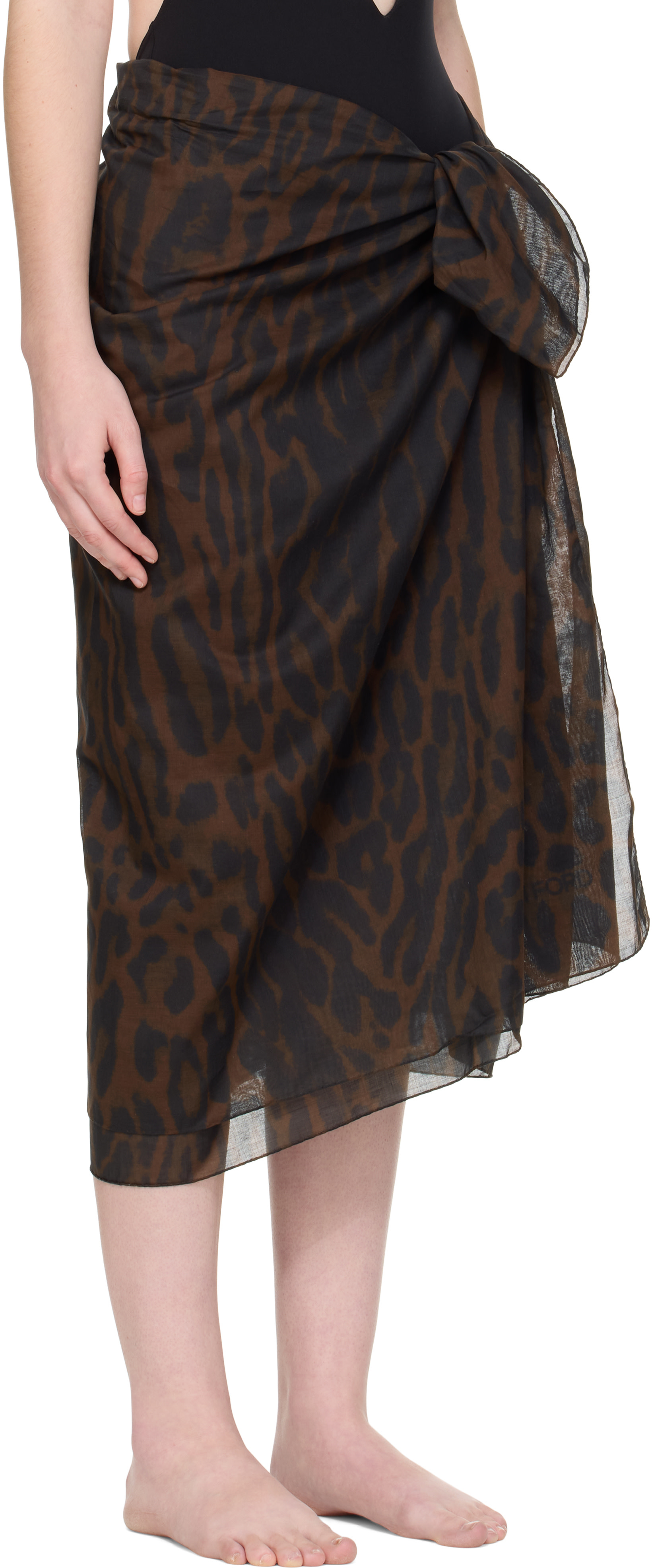 TOM FORD - Jupe cache-maillot de style paréo brune