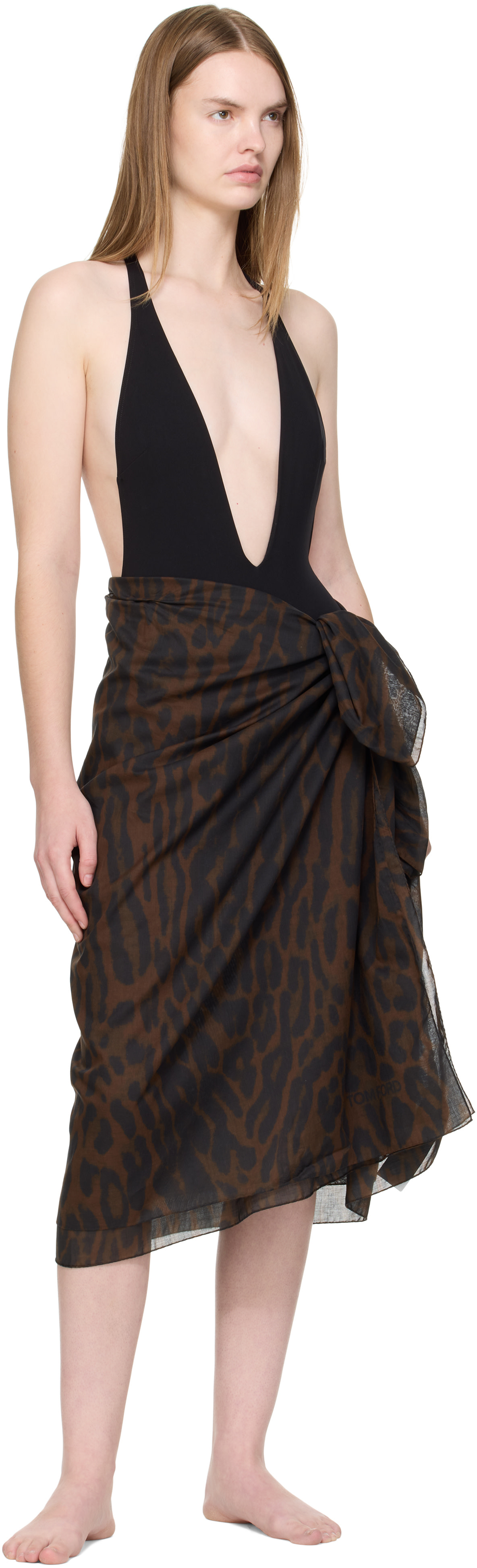 TOM FORD - Jupe cache-maillot de style paréo brune
