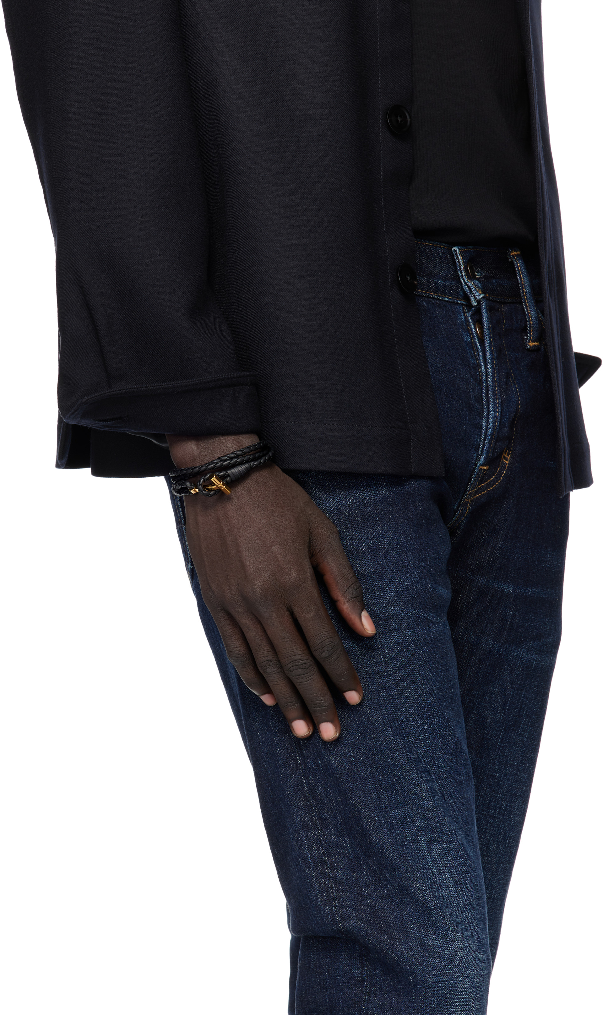 TOM FORD: Braided Leather T ブレスレット | SSENSE 日本