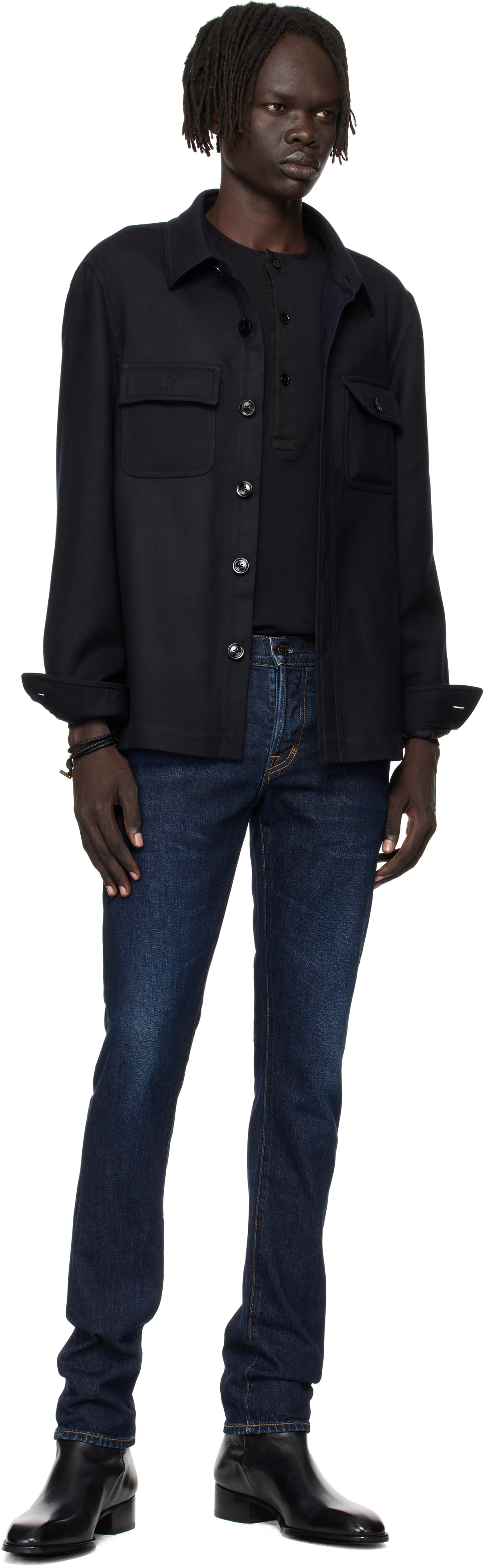 TOM FORD: Braided Leather T ブレスレット | SSENSE 日本