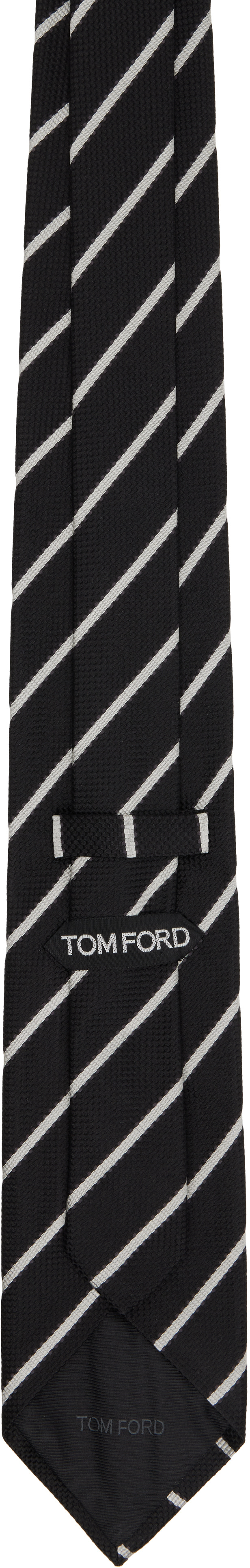 TOM FORD - Cravate tissée Regimental noire