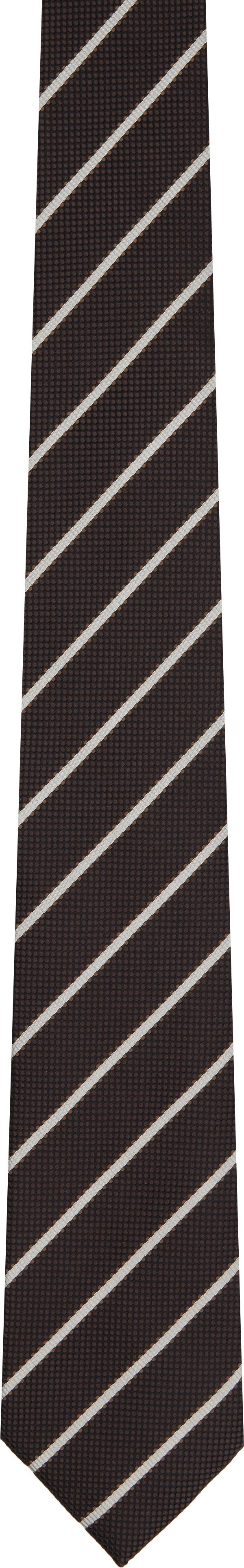 TOM FORD - Cravate tissée Regimental brune