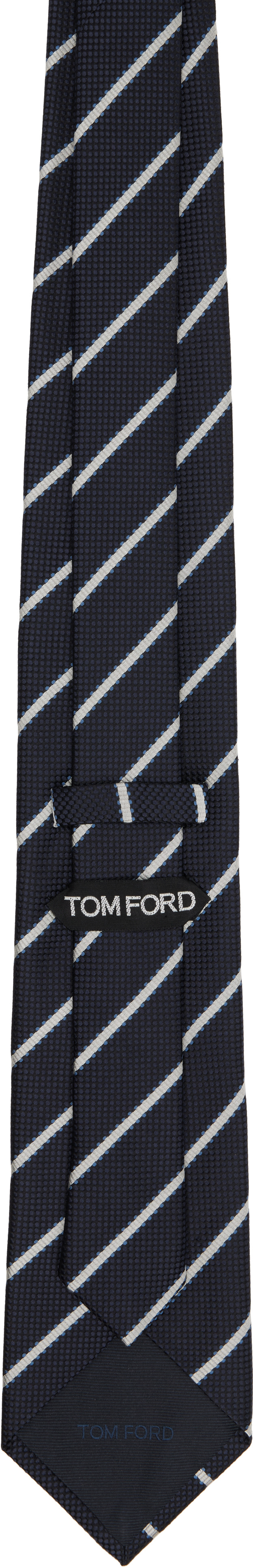 TOM FORD - 네이비 알터네이트 위브 레지멘탈 넥타이