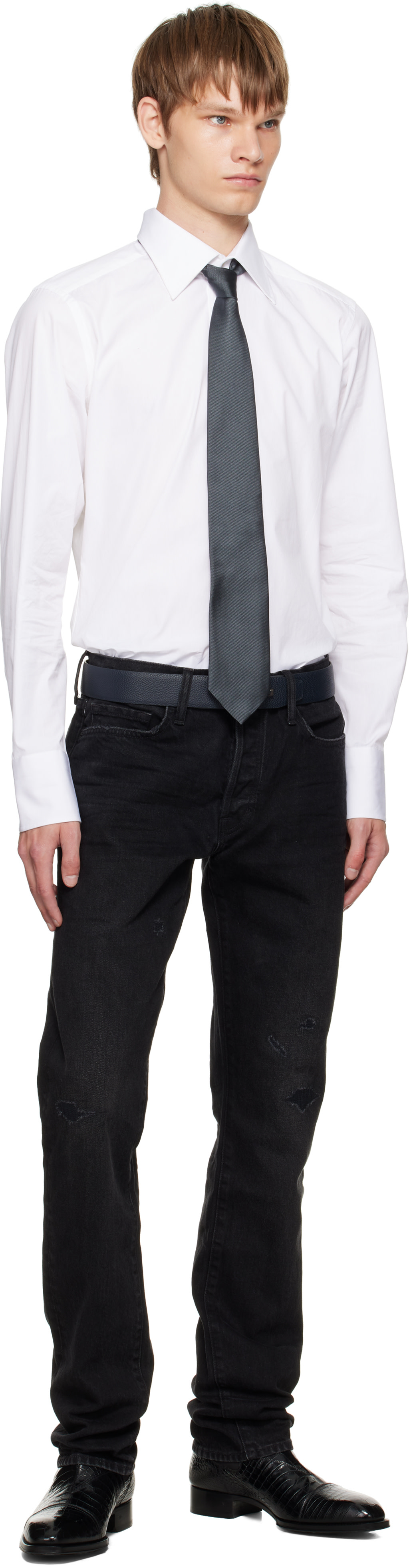 TOM FORD - Gray Solid Twill Tie