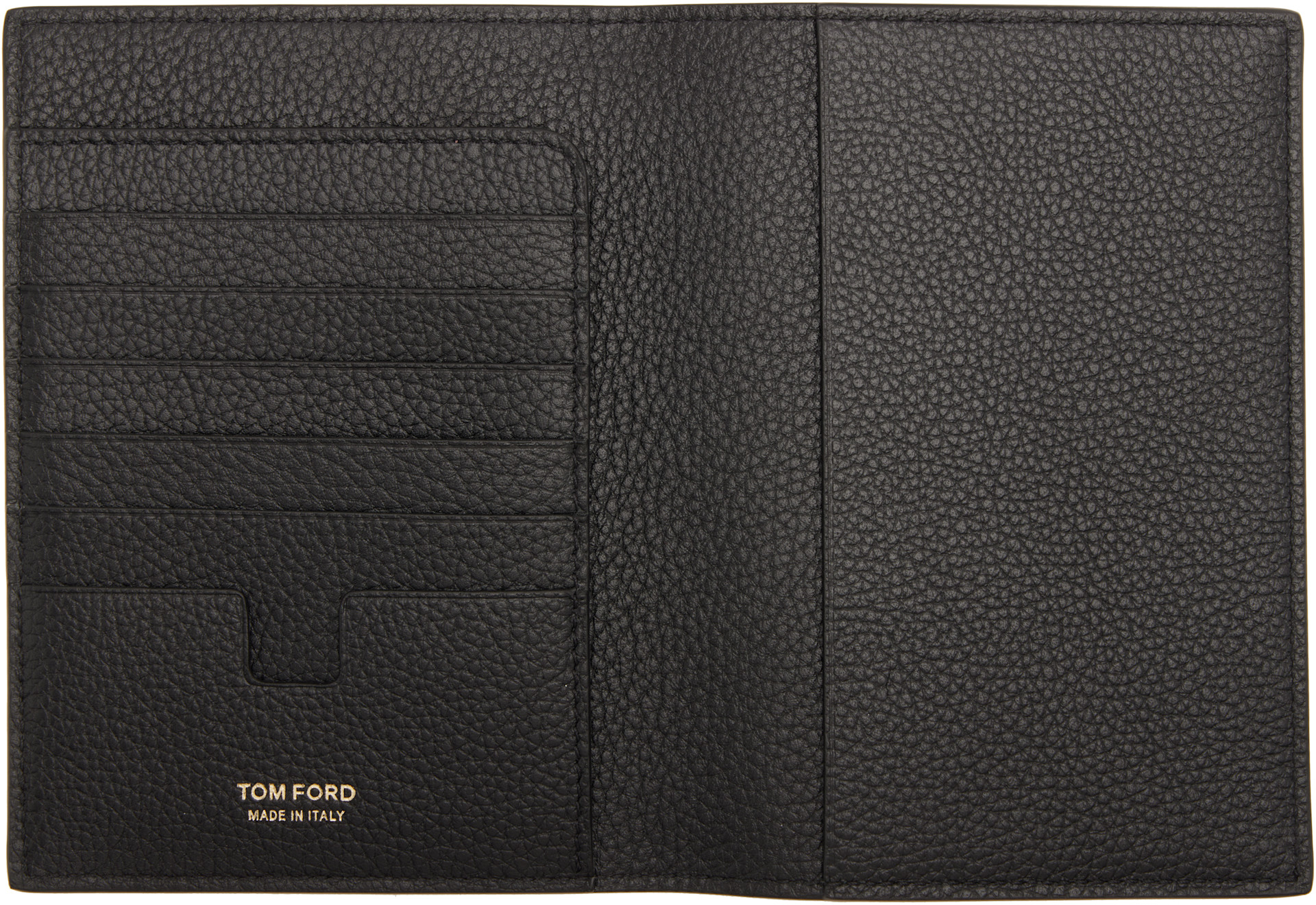 TOM FORD: ブラック T Line ソフトグレインレザー パスポートケース