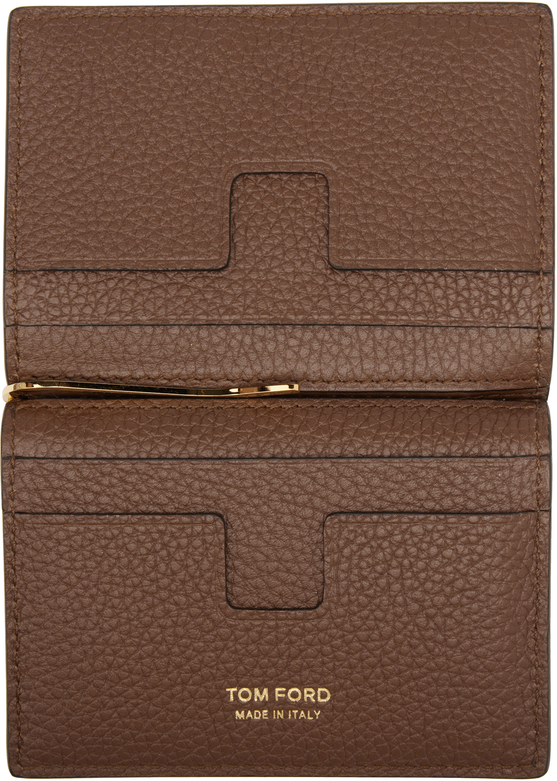 TOM FORD ソフトグレインレザー　マネークリップ　二つ折り財布 TOM FORD: ブラウン ソフトグレインレザー マネークリップ 二つ折り