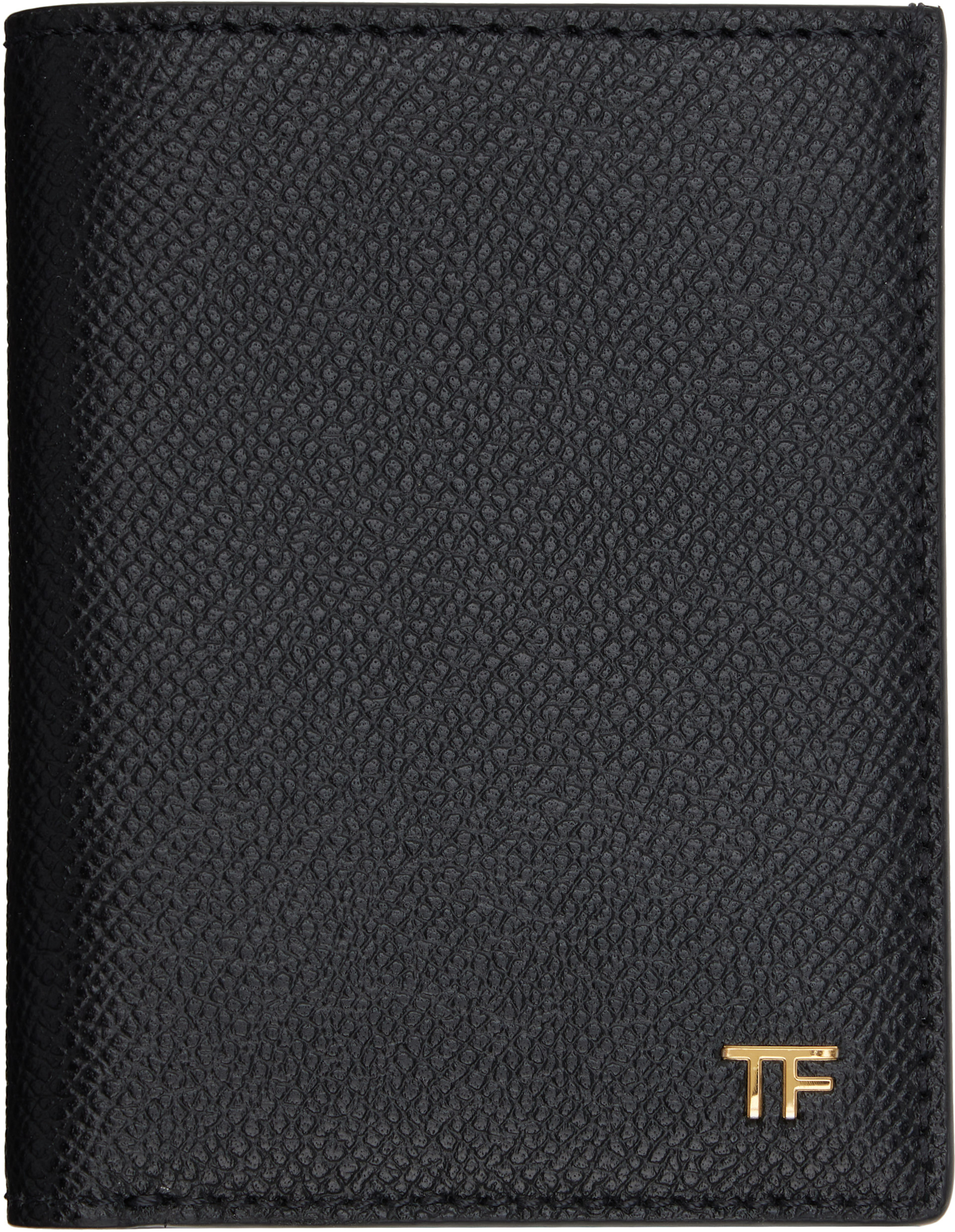 TOM FORD - 블랙 스몰 그레인 가죽 폴딩 카드 지갑