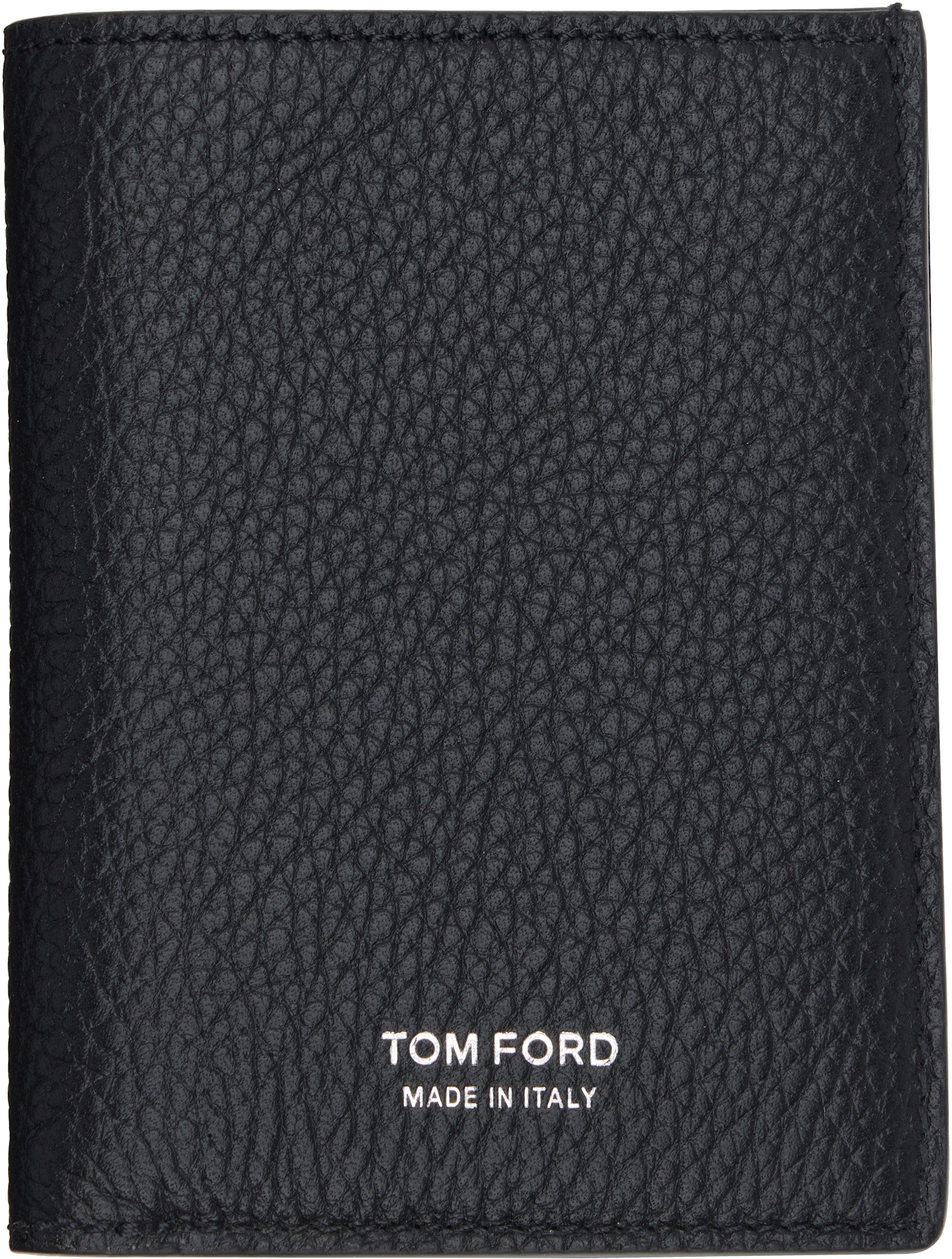 TOM FORD - 블랙 그레인 가죽 폴딩 카드 지갑