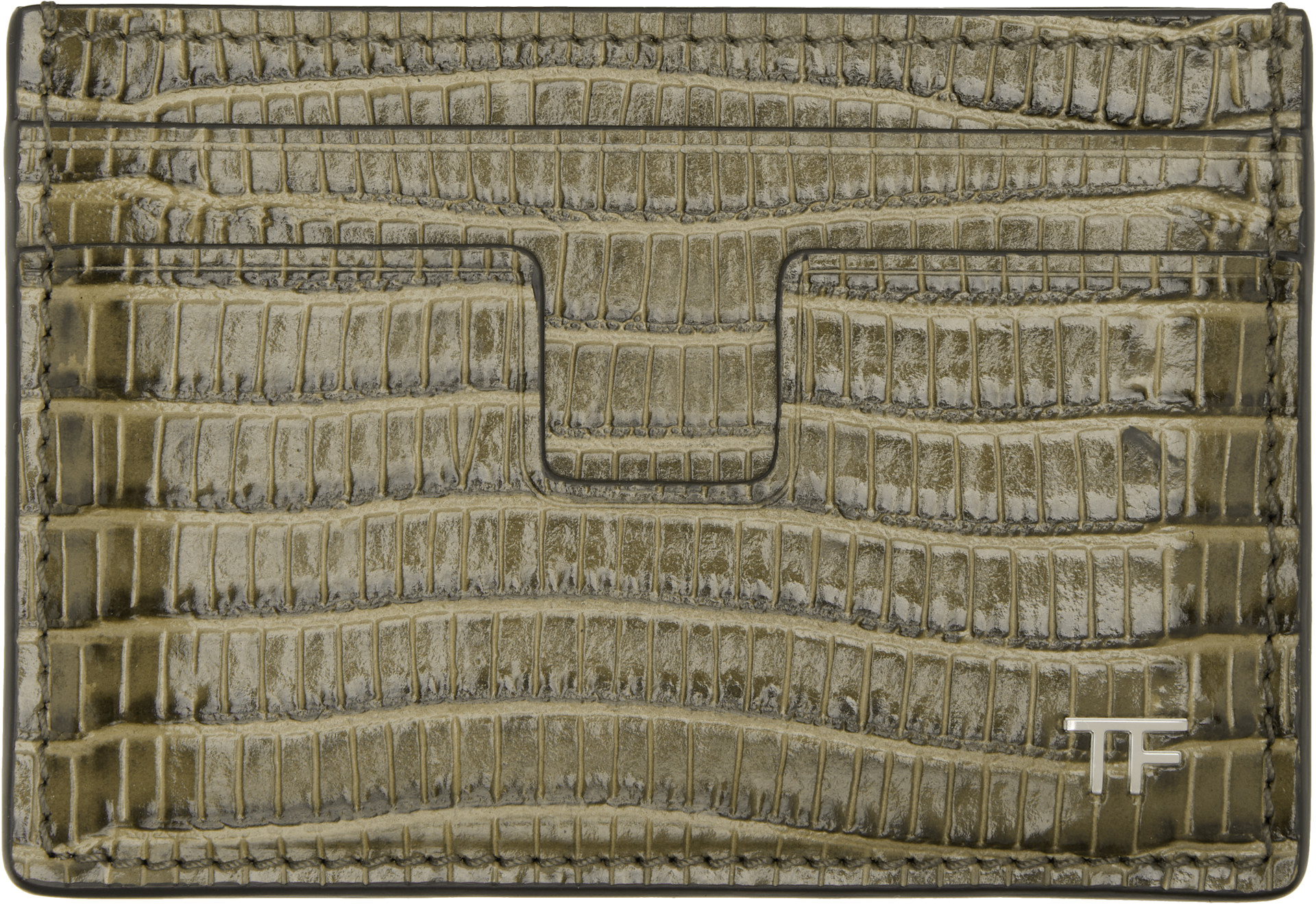 TOM FORD: Khaki T Line Card Holder | SSENSE