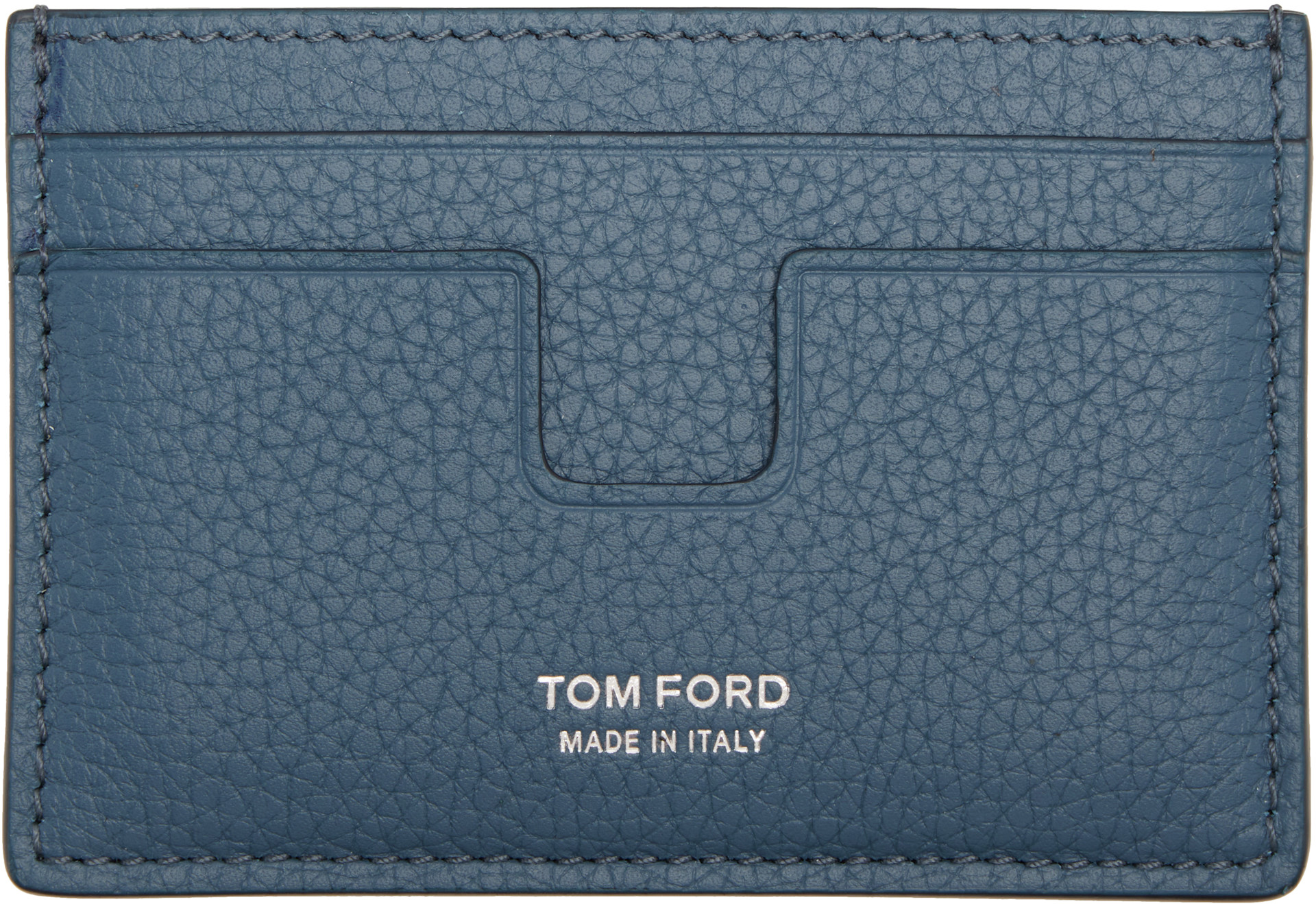 TOM FORD - 블루 그레인 가죽 클래식 카드 지갑