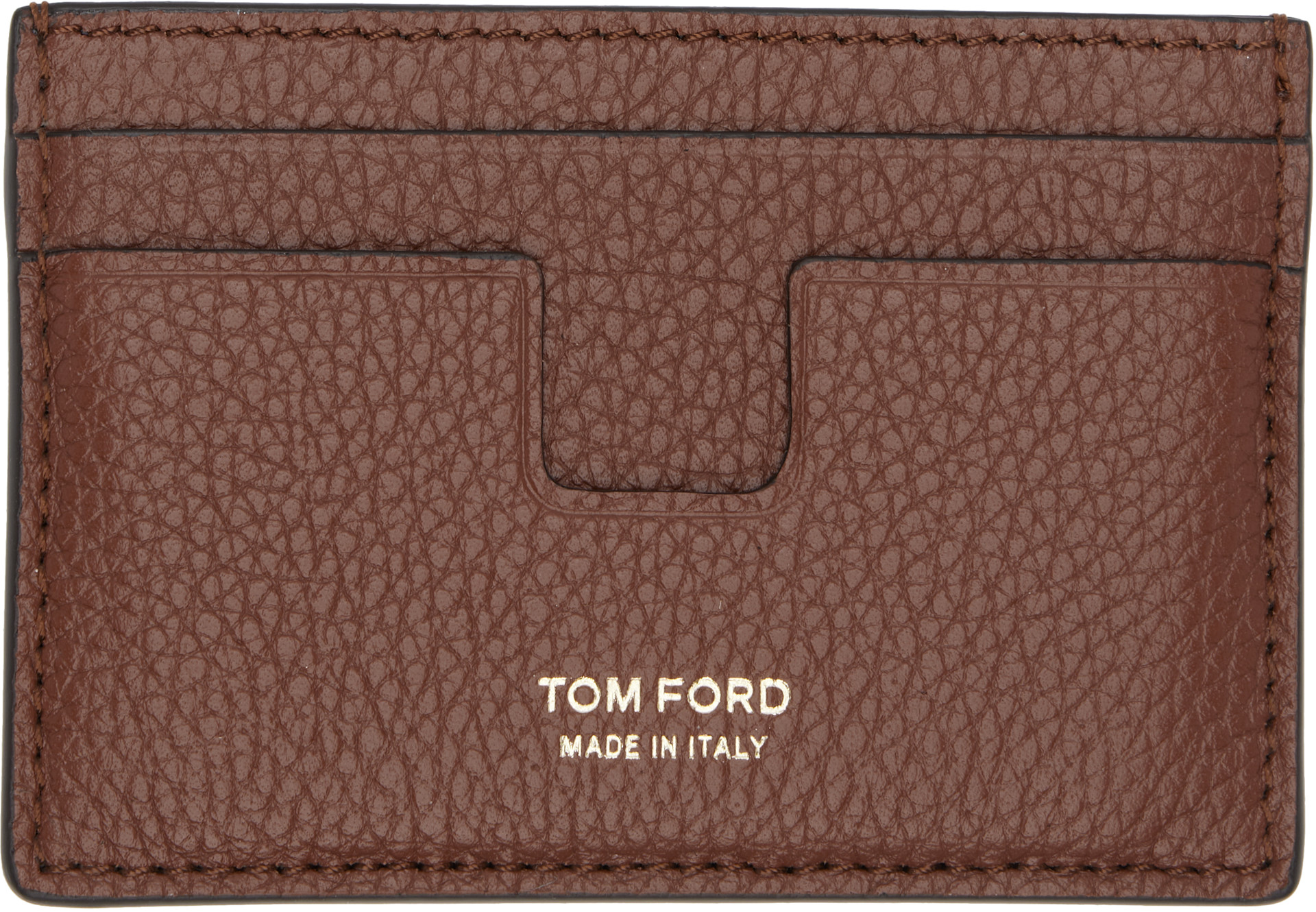 TOM FORD - 탠 그레인 가죽 클래식 카드 지갑