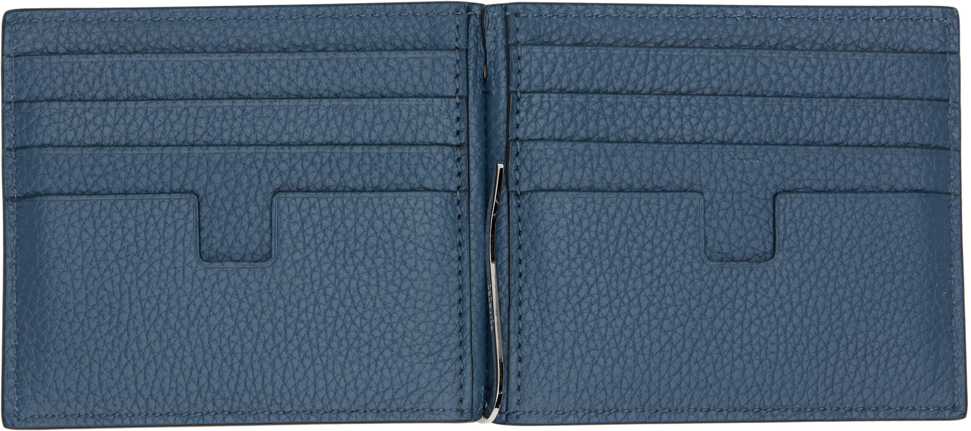 TOM FORD: Blue Grain Leather Money Clip Wallet | SSENSE TOM FORD: Blue Grain Leather Money Clip Wallet | SSENSE