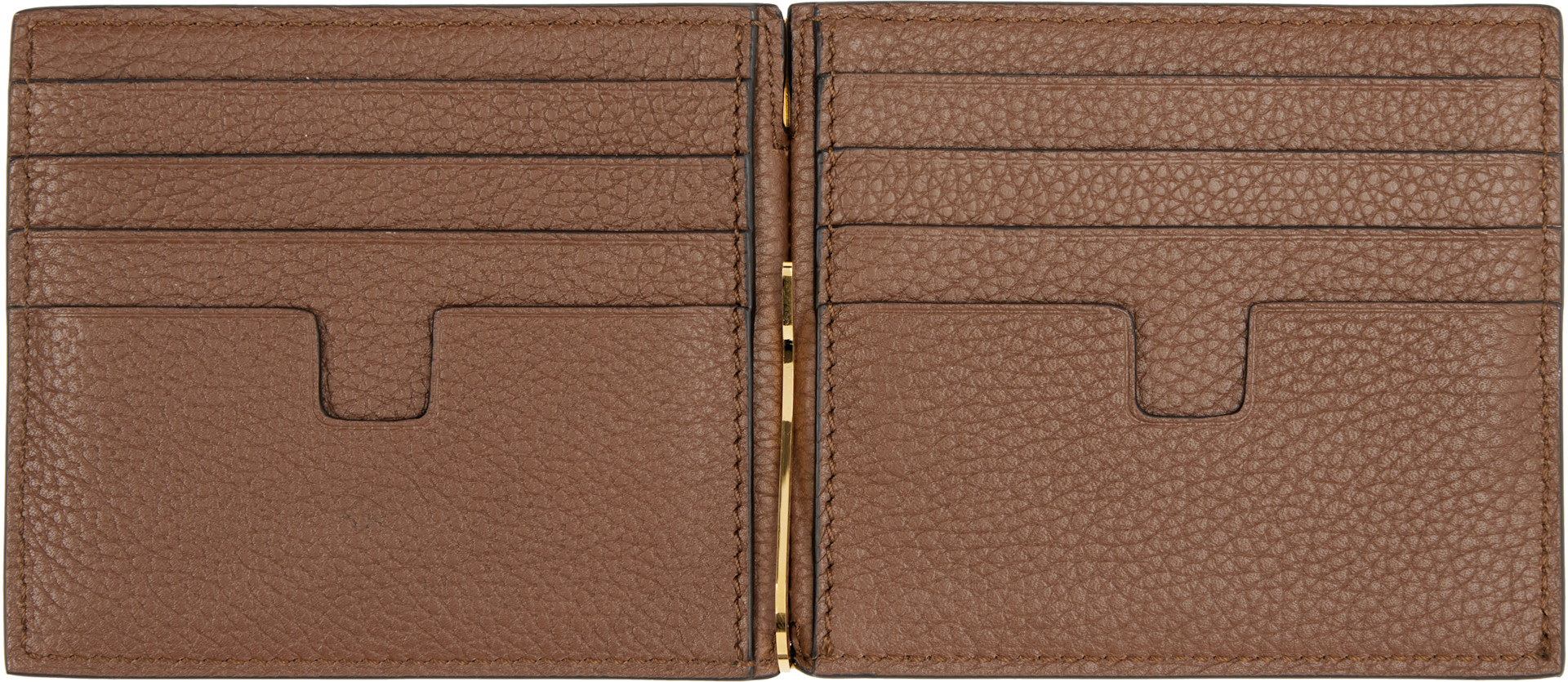 TOM FORD: Brown Grained Leather Money Clip Wallet | SSENSE United