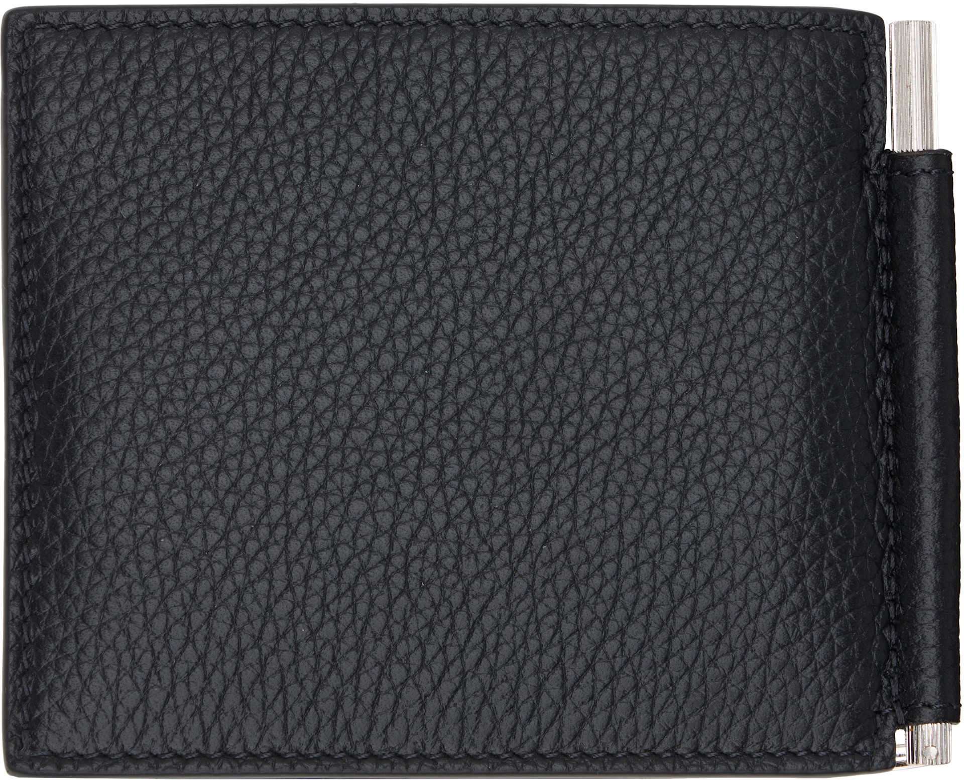 TOM FORD: ブラック グレインレザー マネークリップ ウォレット