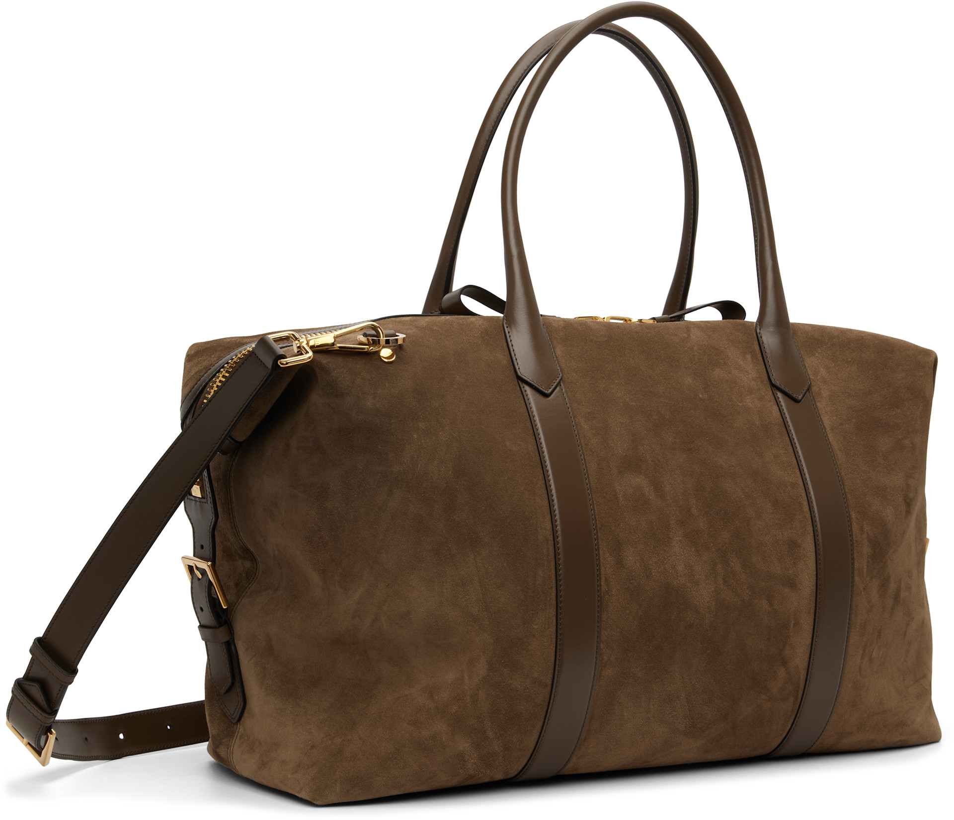 TOM FORD: Taupe Buckley Holdall Duffle Bag | SSENSE