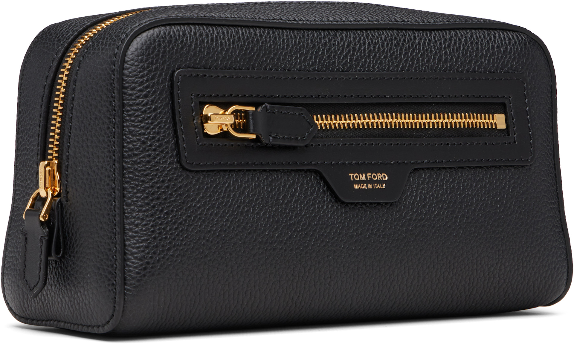 TOM FORD: Black Grain Leather Smart Wash Pouch | SSENSE