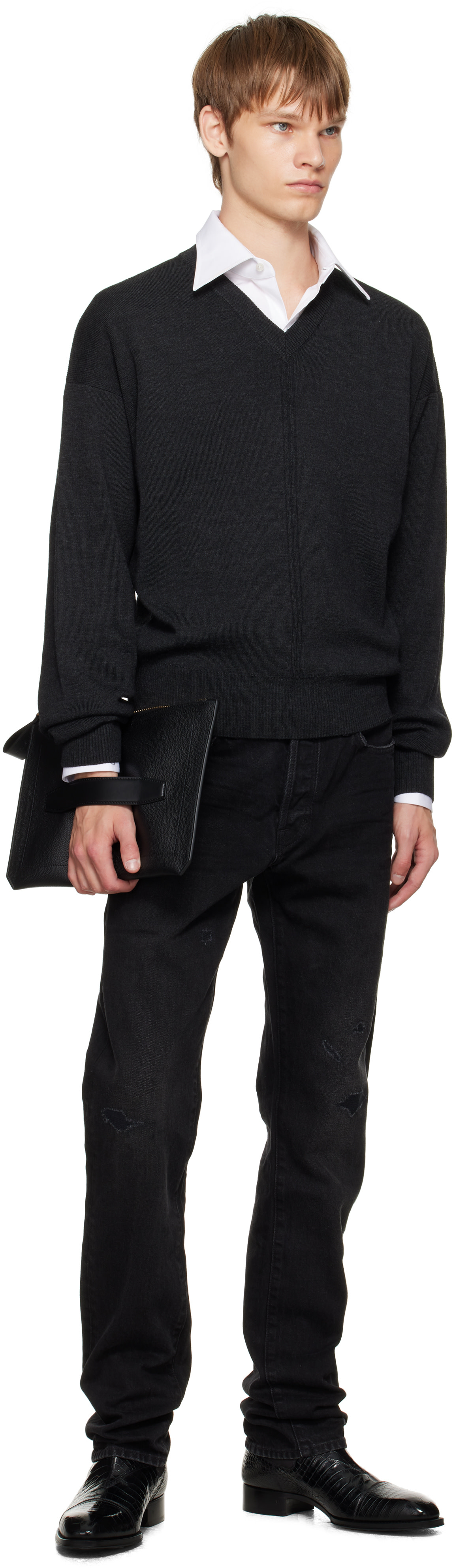 TOM FORD: Black Buckley Small Handle Portfolio Document Holder