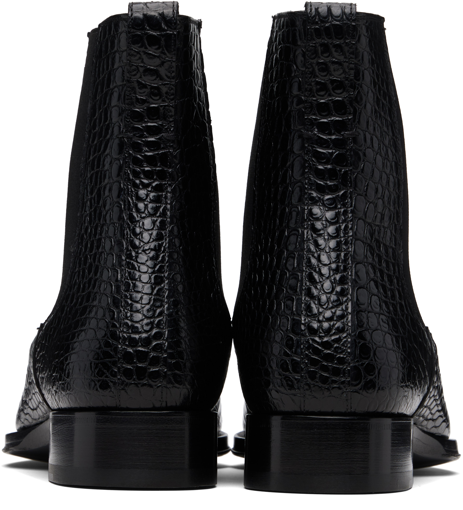 TOM FORD: ブラック Shiny Printed Croc Elkan チェルシーブーツ