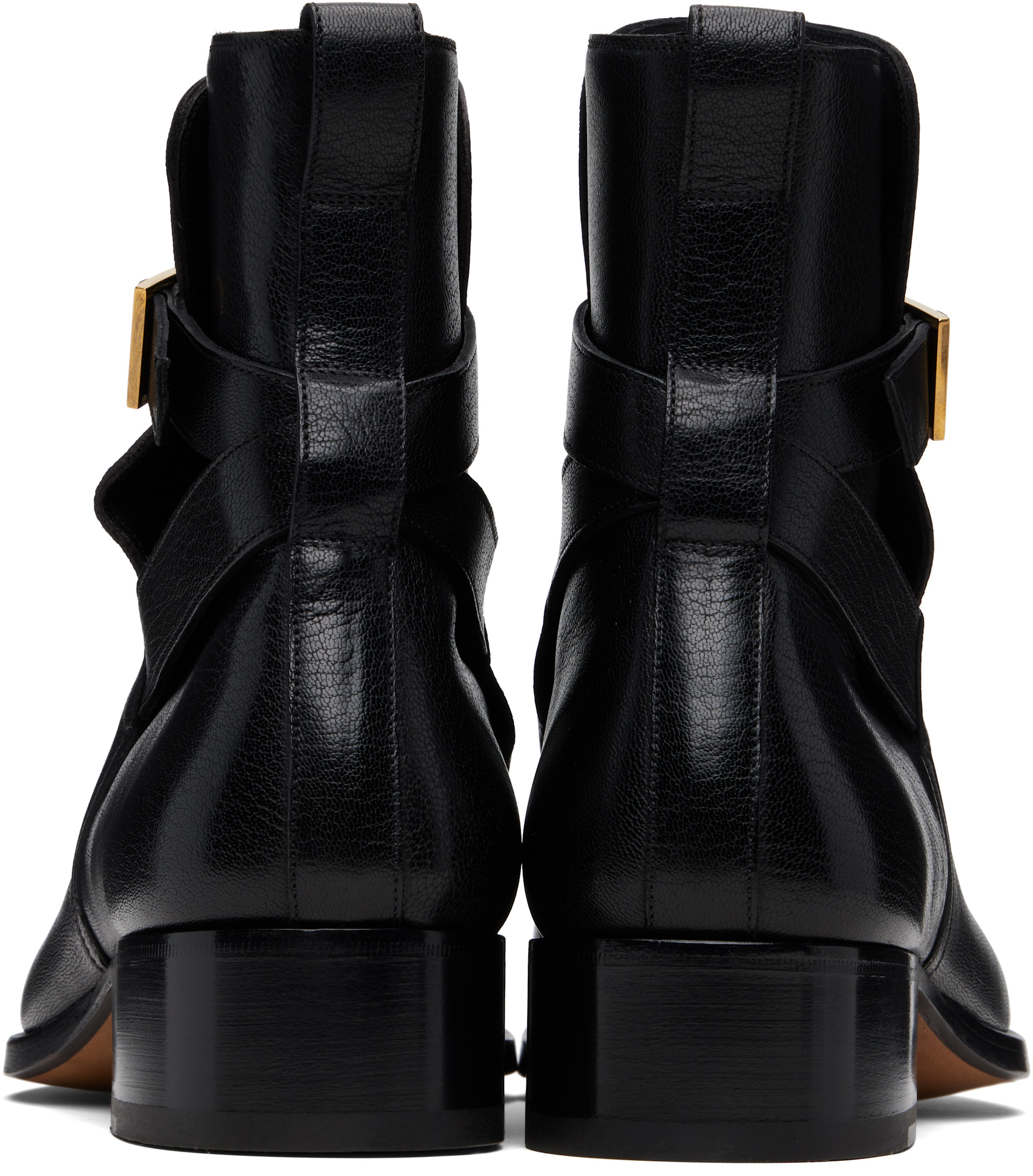 TOM FORD: Black Supple Grain Kenneth Buckle Boots | SSENSE