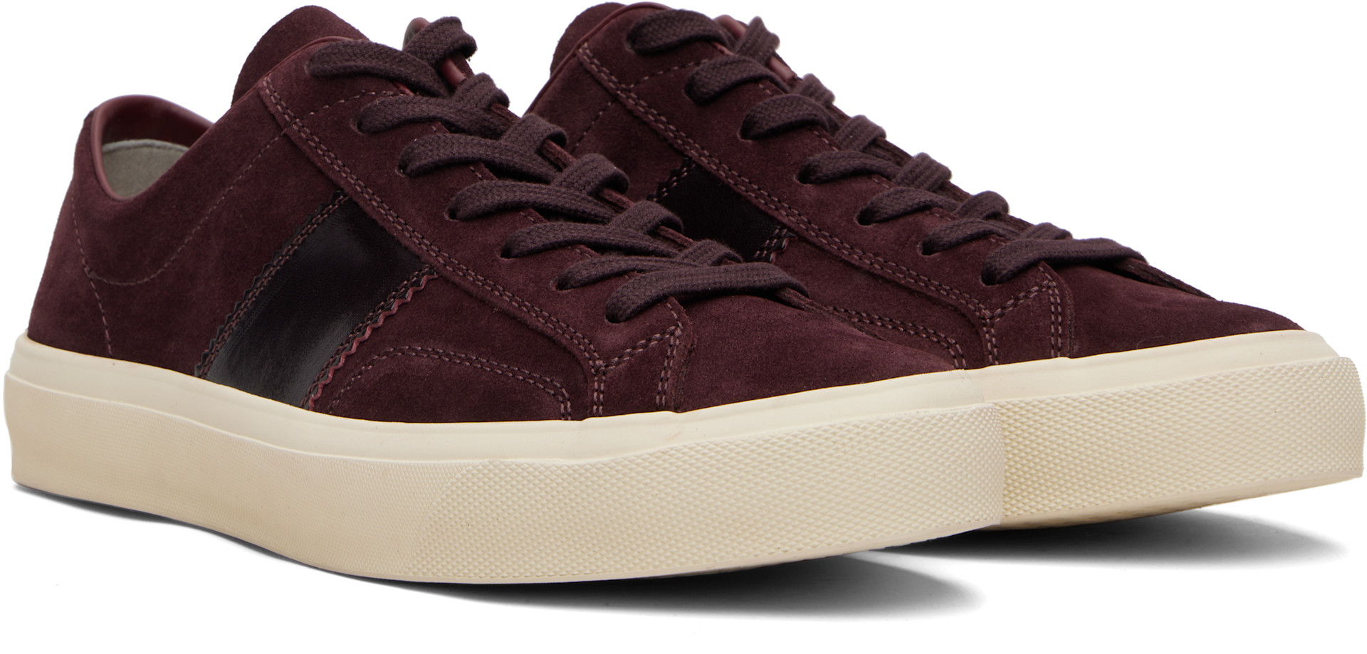 TOM FORD - Baskets Cambridge bourgogne en suède