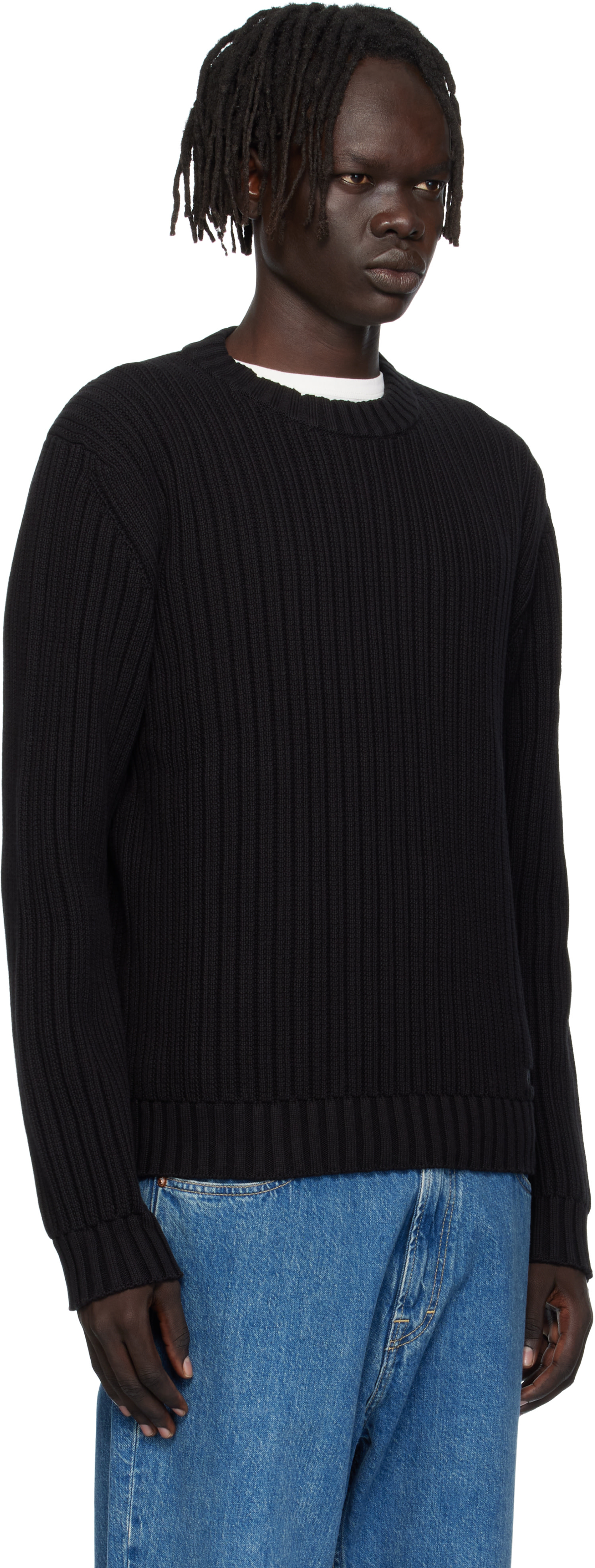 Hugo - Pull noir à logo brodé